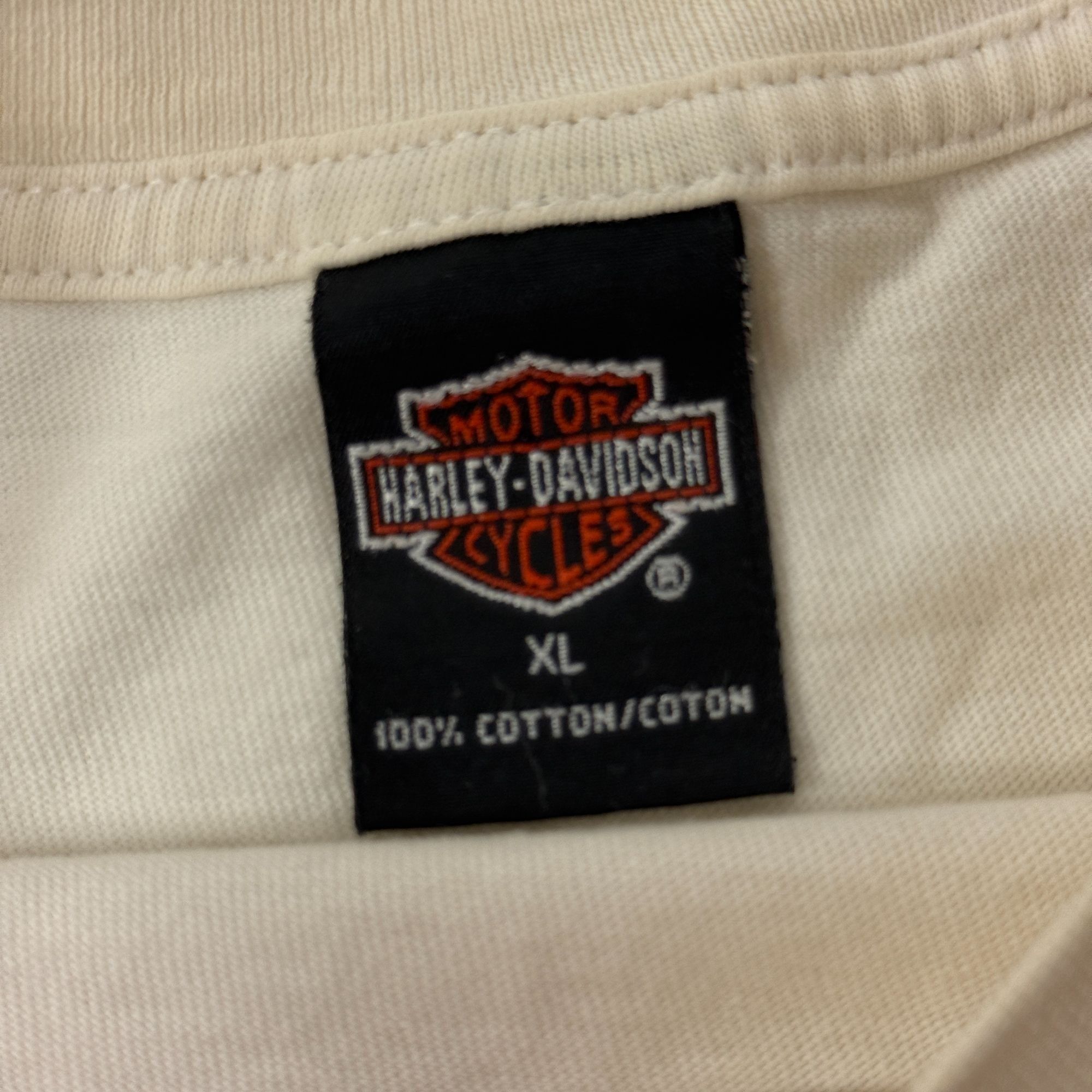 Harley Davidson 90's H-D USA FLAG L/S Spellout Milwaukee WI ROAD HOUSE 1999 Size US XL / EU 56 / 4 - 9 Thumbnail