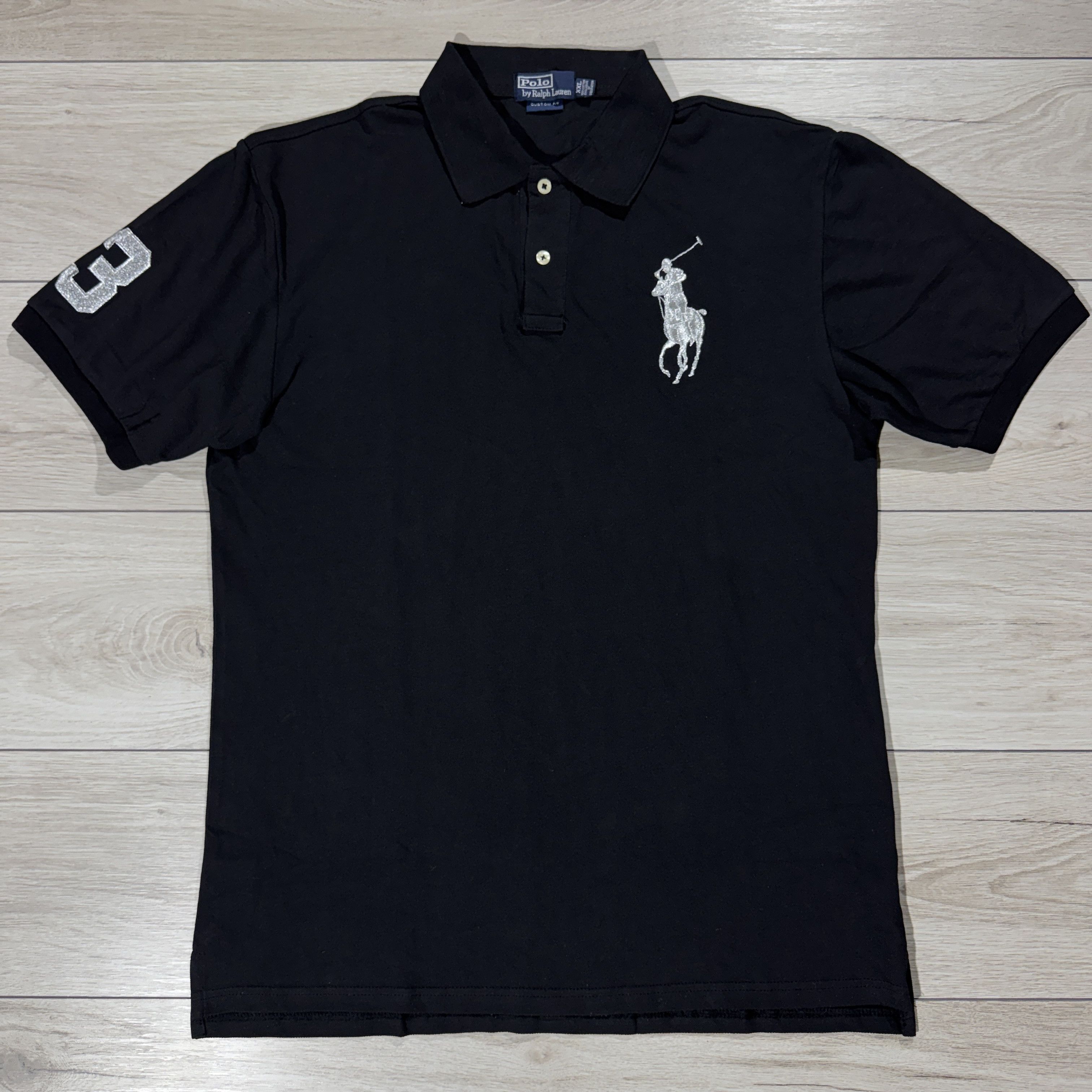 Polo Ralph Lauren VINATGE Ralph Lauren Black Polo Shirt Big Pony Size US XL / EU 56 / 4 - 2 Thumbnail
