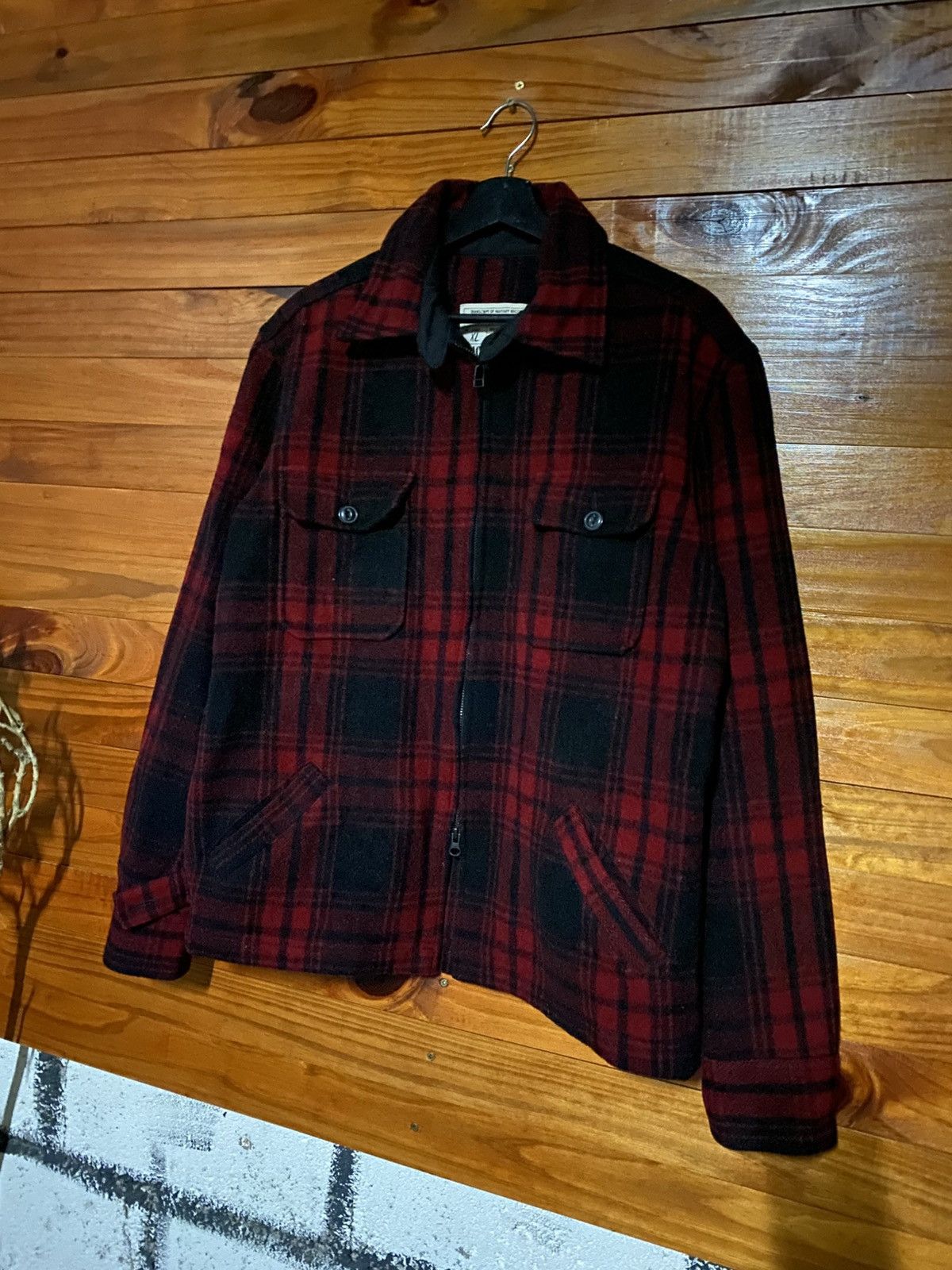 Japanese Brand Back Number Red Black Wool Plaid Jacket – Military Inspired Size US L / EU 52-54 / 3 - 5 Thumbnail