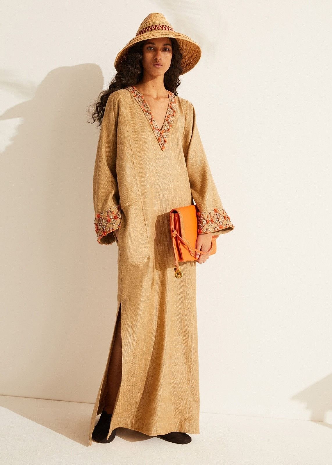 Loro Piana o1srvl11e0824 Yari Linen Silk Chevron Maxi Dress in Brown Size S / US 4 / IT 40 - 3 Thumbnail