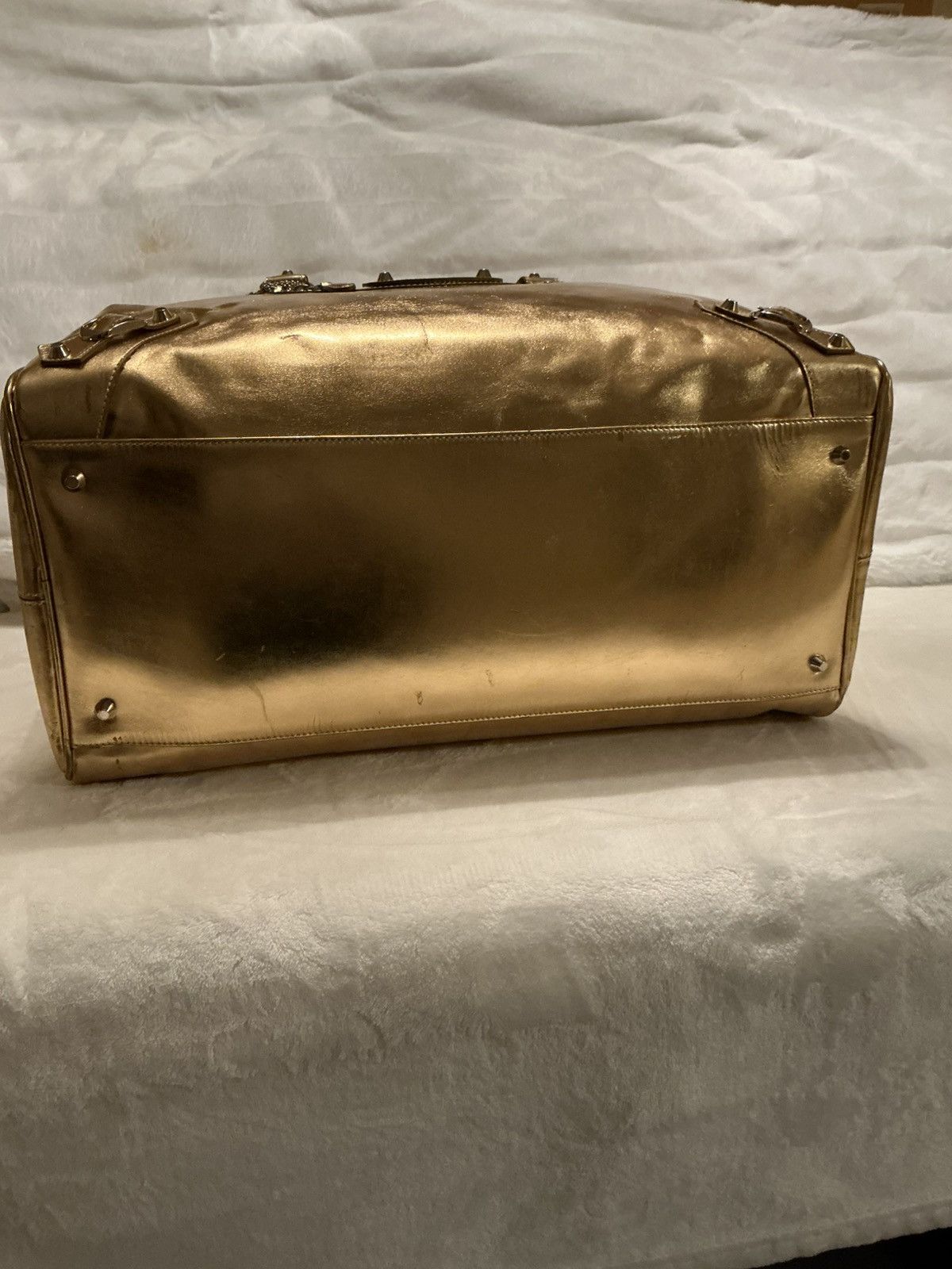 Balenciaga Balenciaga Metallic Gold Bowling Handbag Size ONE SIZE - 3 Thumbnail