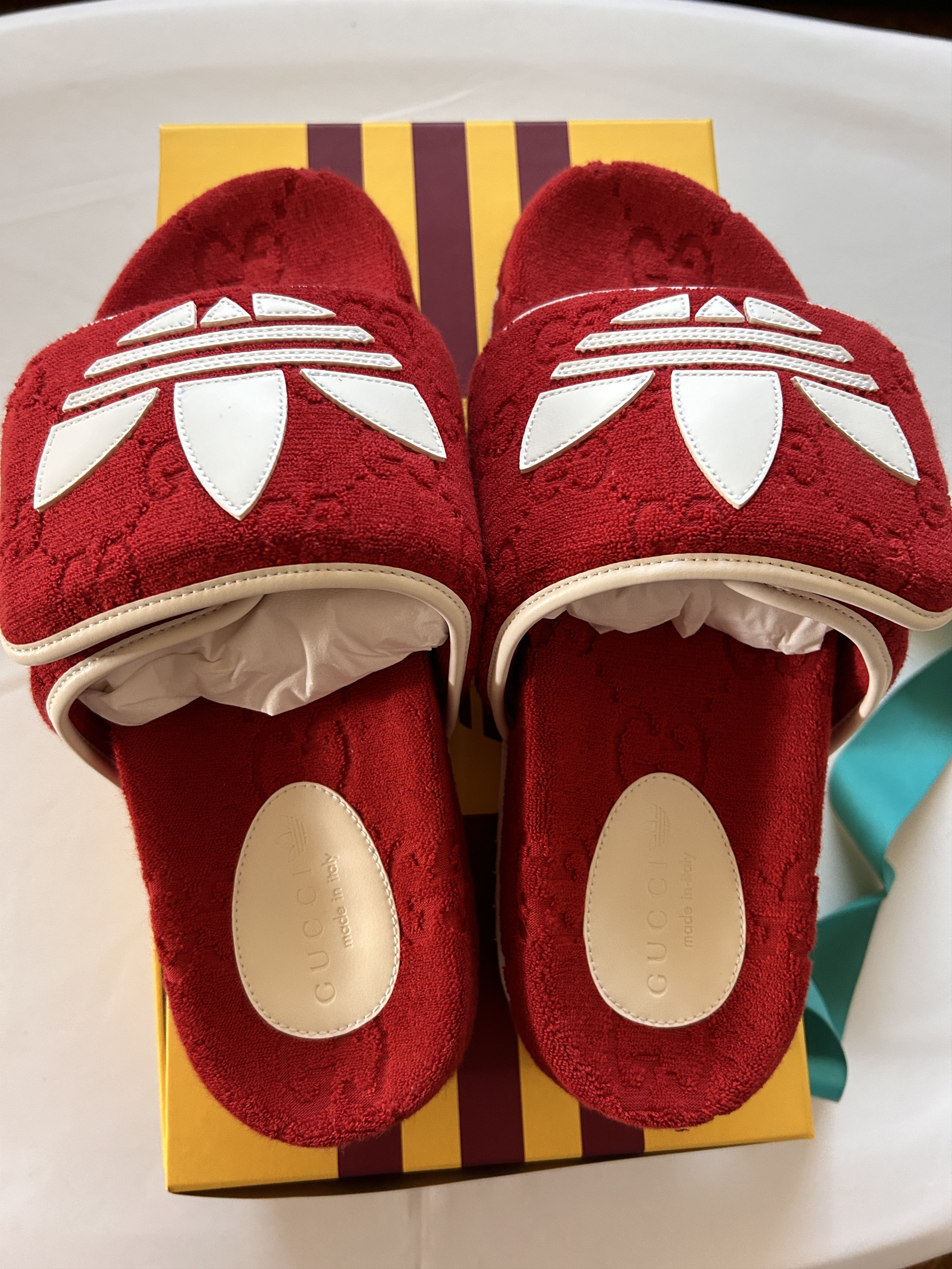 Gucci men's GUCCI adidas x GUCCI GG Platform Sandal 702412 size 9
