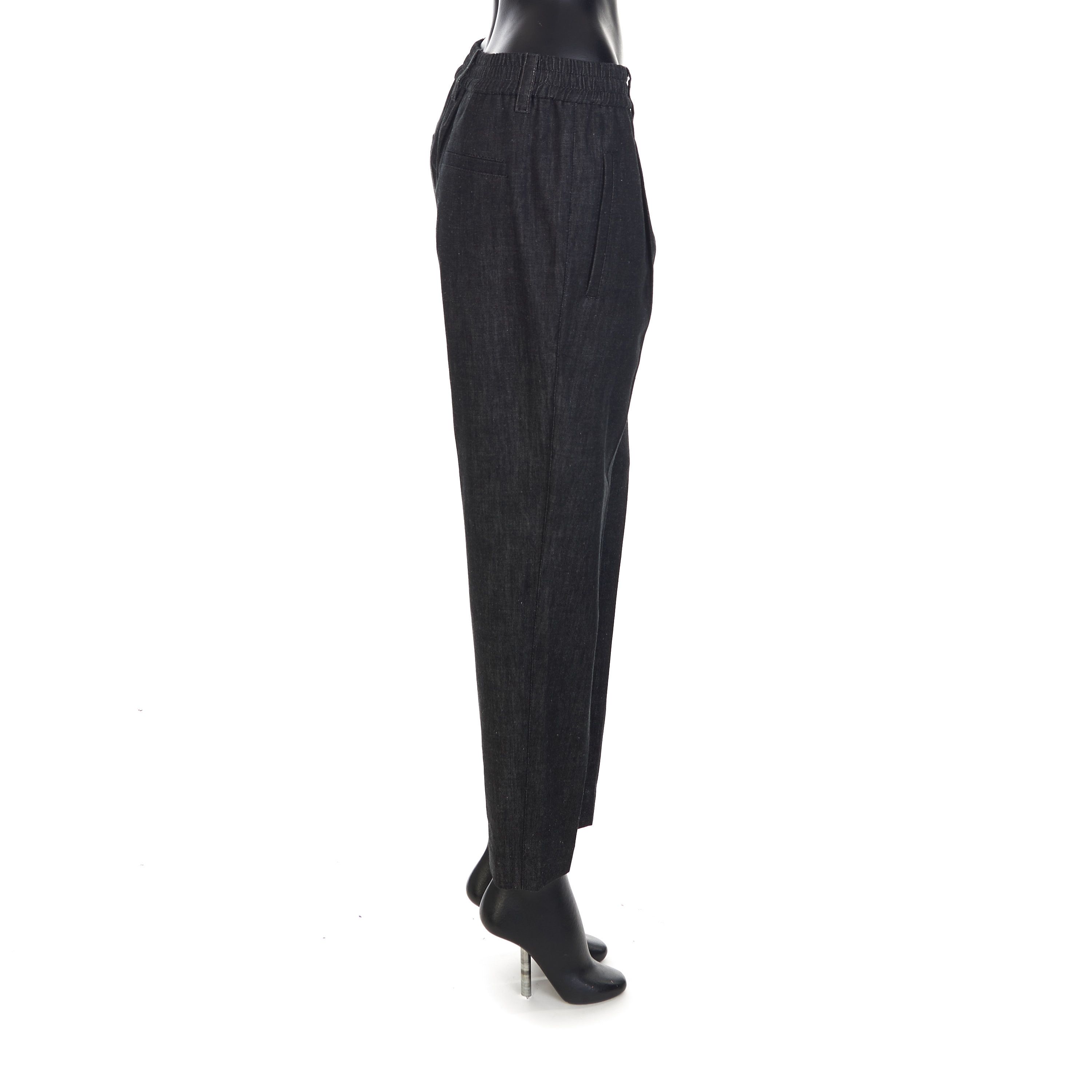 Brunello Cucinelli Black Dark Polished Denim Baggy Trousers Size 30" / US 8 / IT 44 - 6 Thumbnail