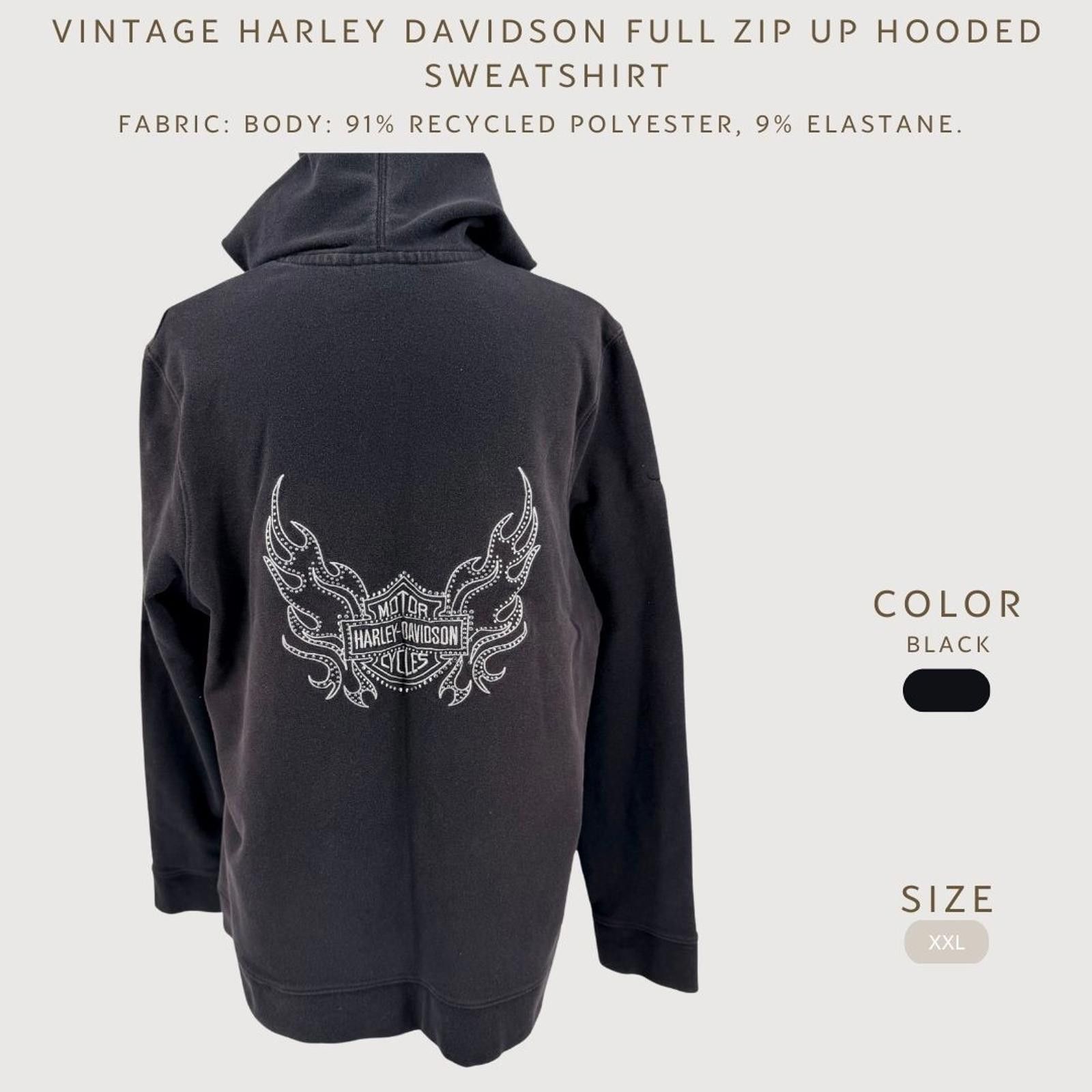 Harley Davidson Vintage Harley Davidson Hoodie Full Zip Black XXL- Y2K Size ONE SIZE - 2 Thumbnail