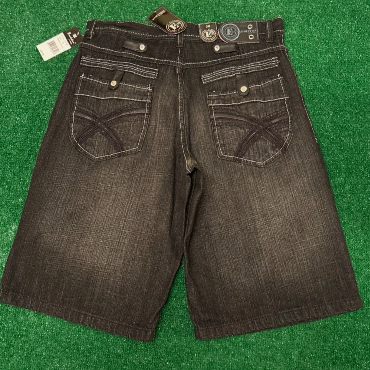 Vintage VINTAGE Evolution JNCO Jeans Shorts Jorts Skater Grunge Hip Hop Y2K 36 Dark NWT Mens Size US 36 / EU 52 - 4 Thumbnail