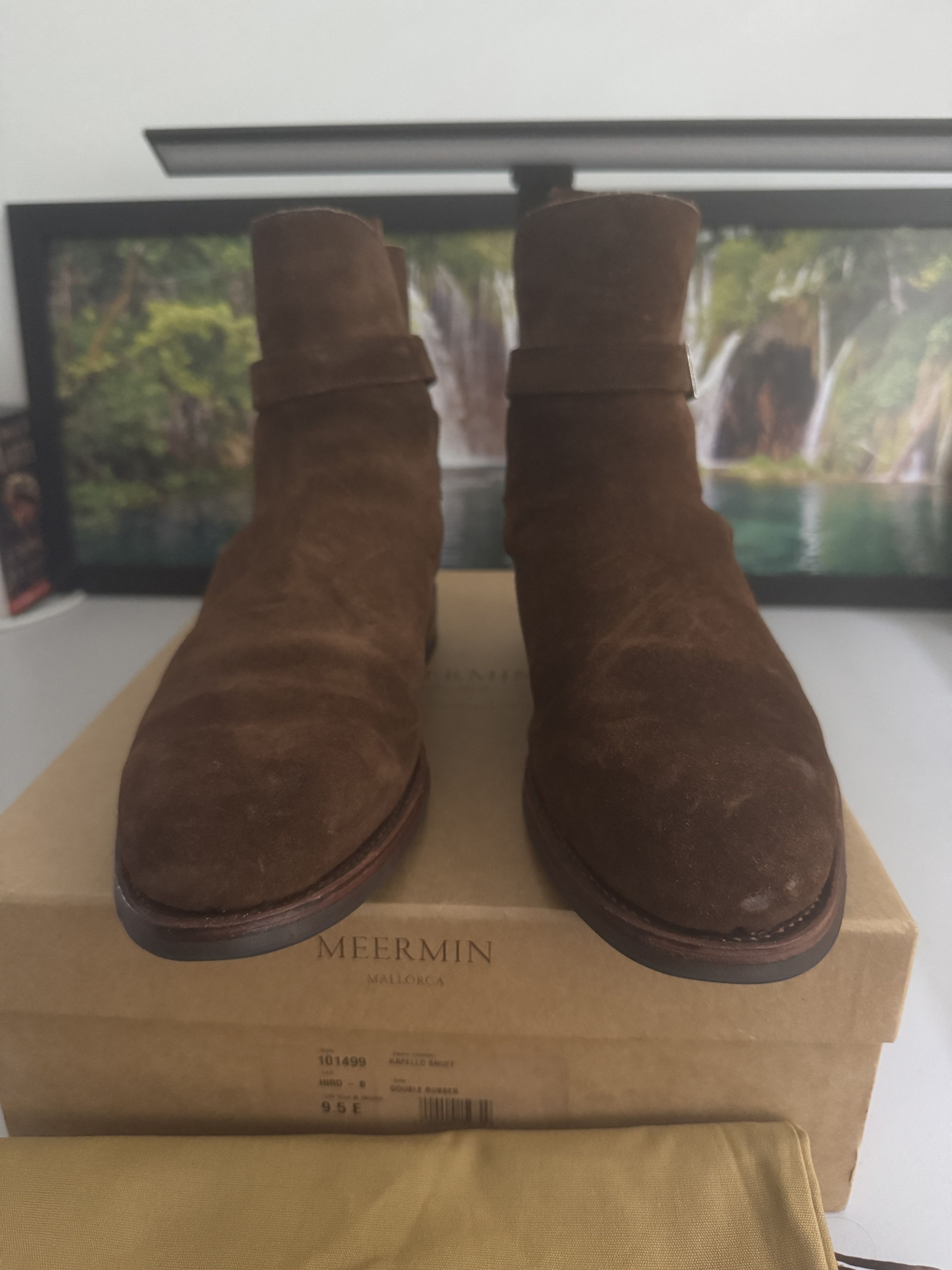 Meermin Meermin Handmade Brown Italian Suede Chelsea Jodphur Boots Size US 10.5 / EU 43-44 - 6 Thumbnail
