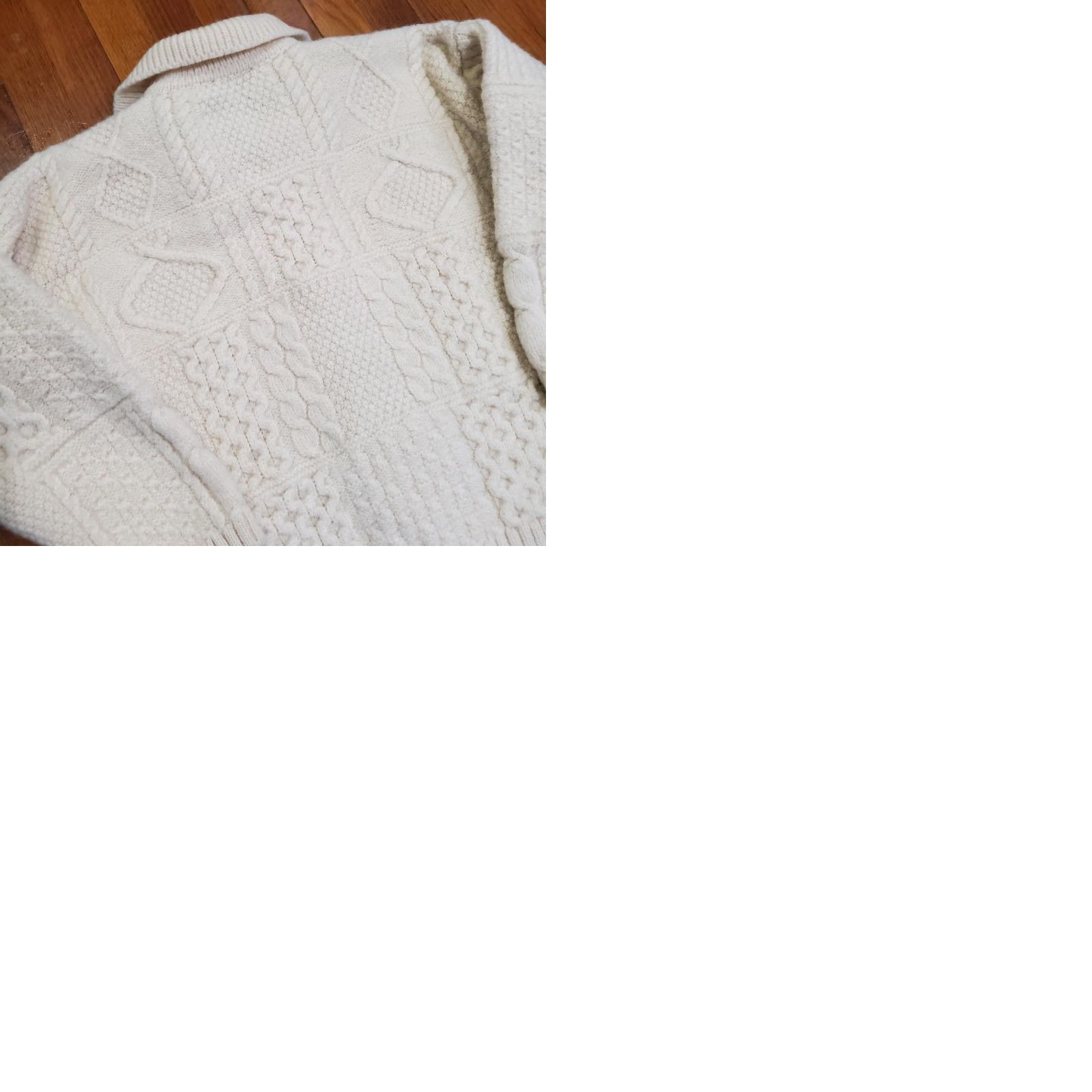 Vintage VINTAGE Blarney Woollen Mills Sweater Womens XL White Aran Cable Knit Collared Cardigan Size XL / US 12-14 / IT 48-50 - 9 Thumbnail