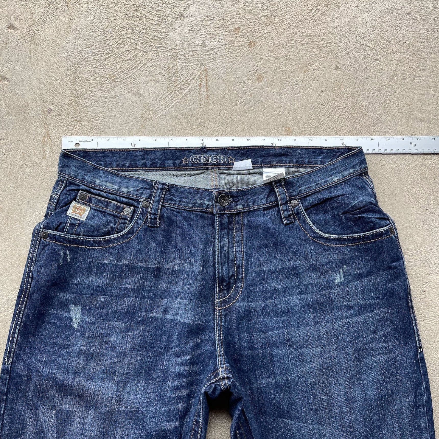 Cinch Mens Jeans 38x36 Bootcut Denim Cotton Relaxed Fit Western Cowboy Logo Casual