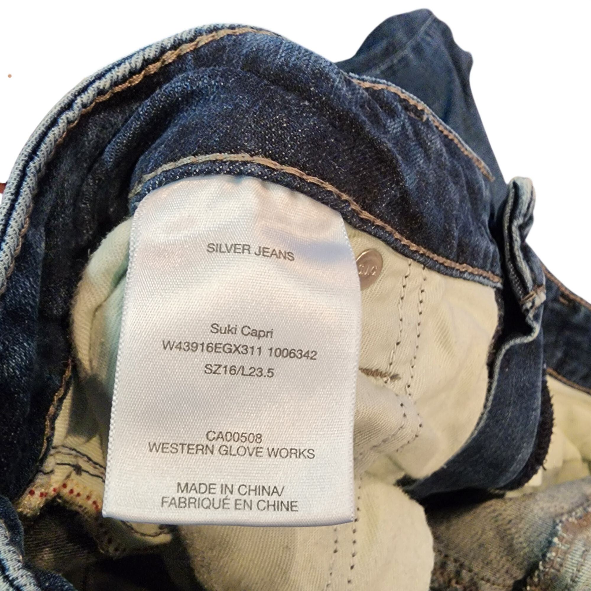 Silver Jeans Co. Silver Suki Mid Capri Jeans Dark Wash Mid Rise Stretch Denim Size 38" / US 16 / IT 52 - 4 Thumbnail