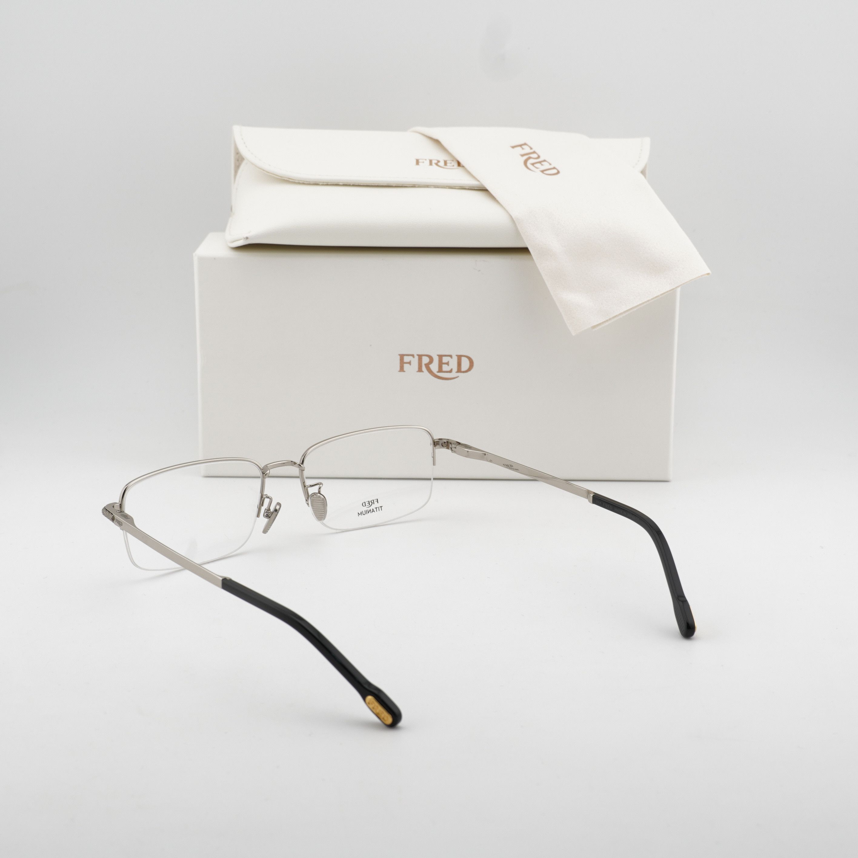 FRED Fred FG50024F 016 Eyeglasses Silver 56mm Rectangle Frame Size ONE SIZE - 10 Thumbnail