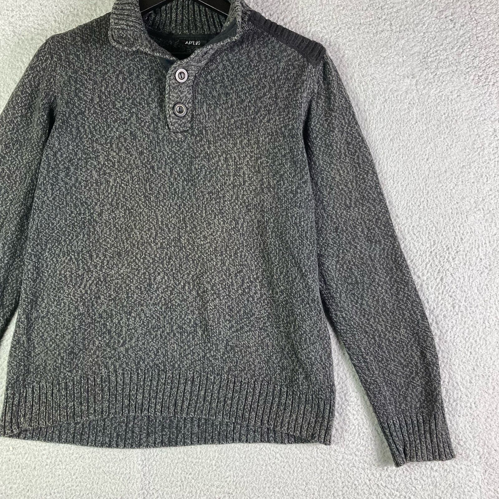 Apt. 9 Sweater Mens Gray Pullover Size Medium 1/4 Button Knit Size US M / EU 48-50 / 2 - 7 Thumbnail