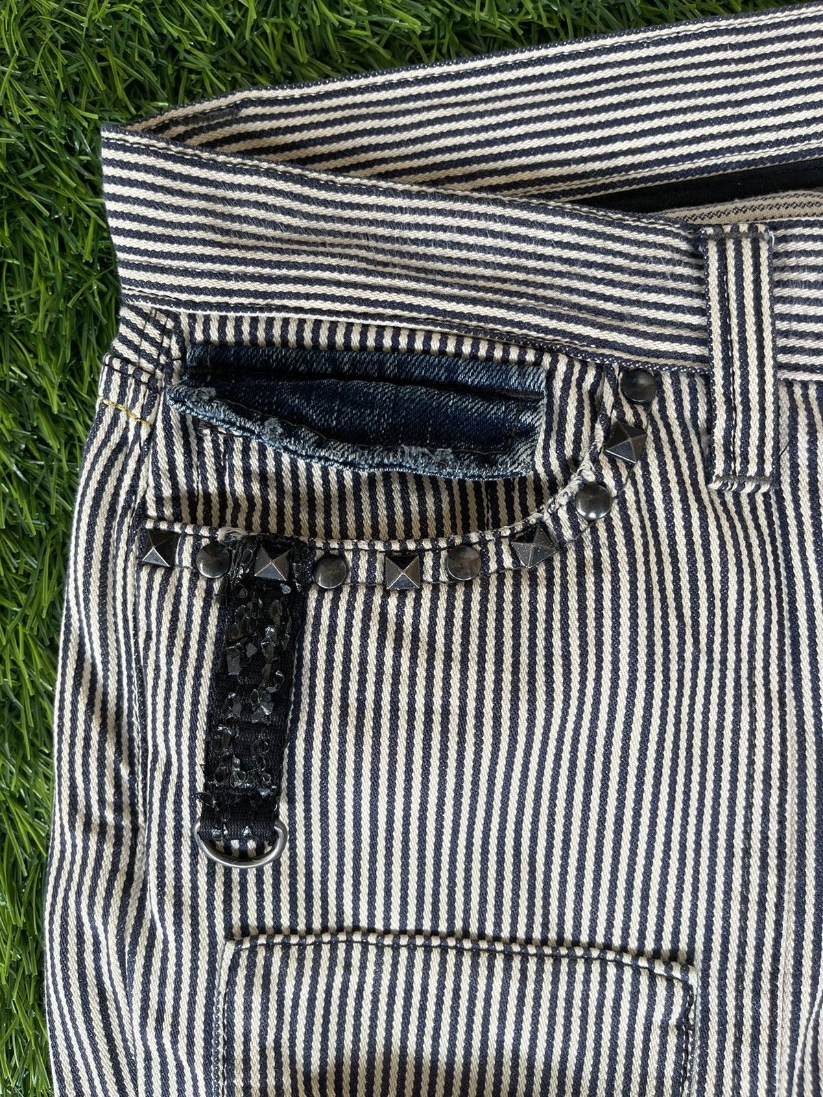 Murder License Vintage 90s🔥MURDER LICENSE🔥Flared Striped Bush Pants Jeans Size US 33 - 9 Thumbnail
