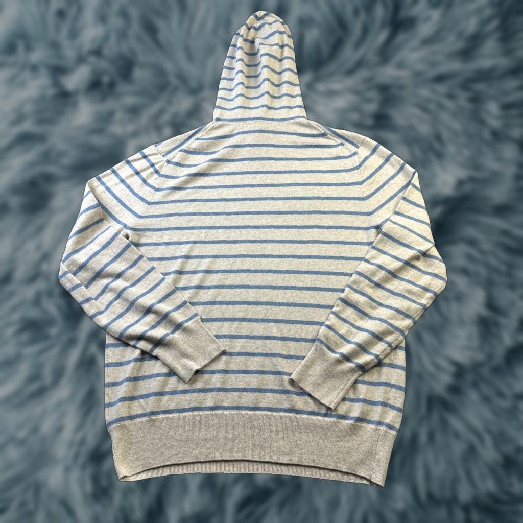 J.Crew J. CREW Hoodie Mens Large Beige Blue Striped Cotton Linen Blend Crew Neck Hooded Zipper Logo Size US M / EU 48-50 / 2 - 1 Thumbnail