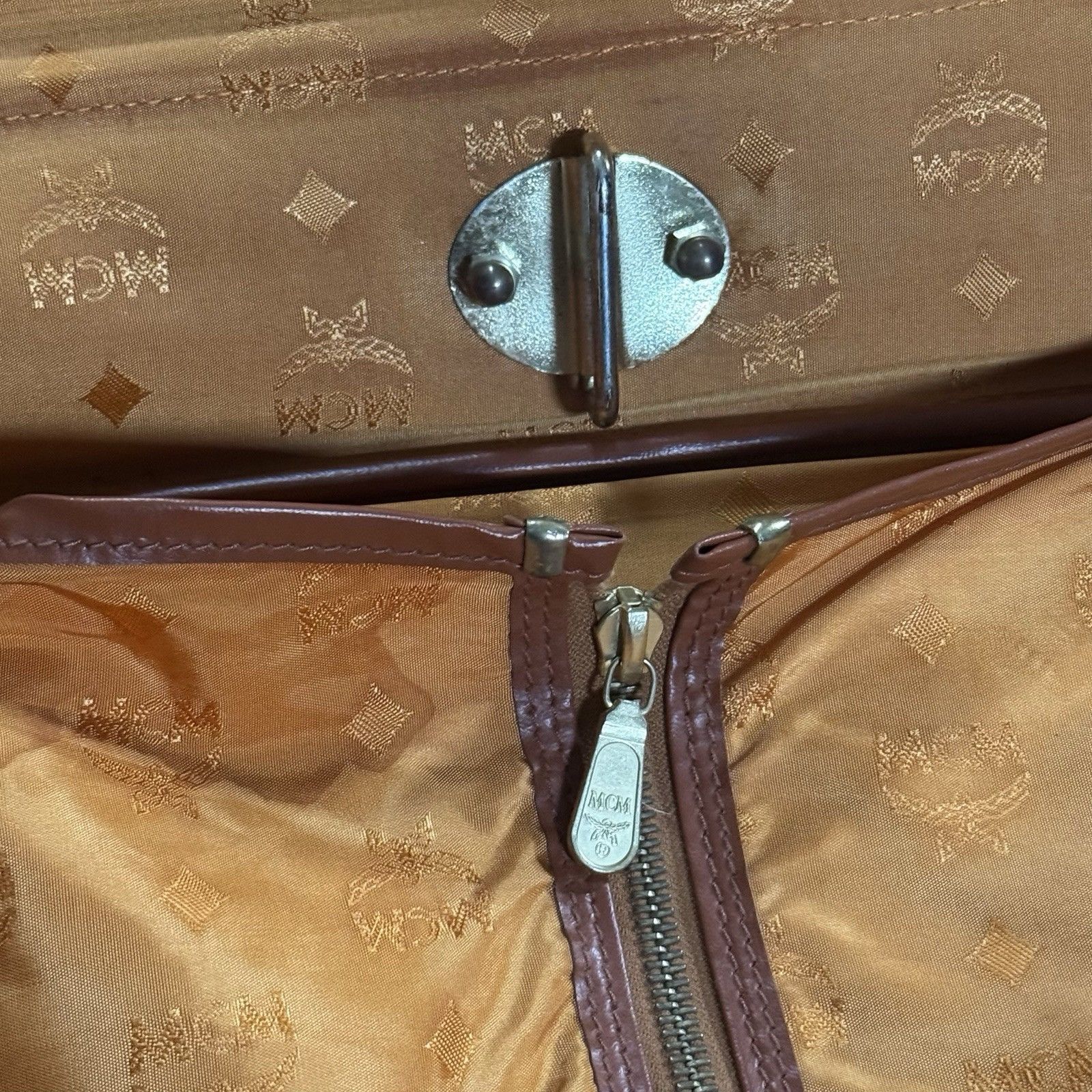 MCM Vintage Men’s MCM Monogram Cognac Leather Garment Bag Size ONE SIZE - 11 Thumbnail