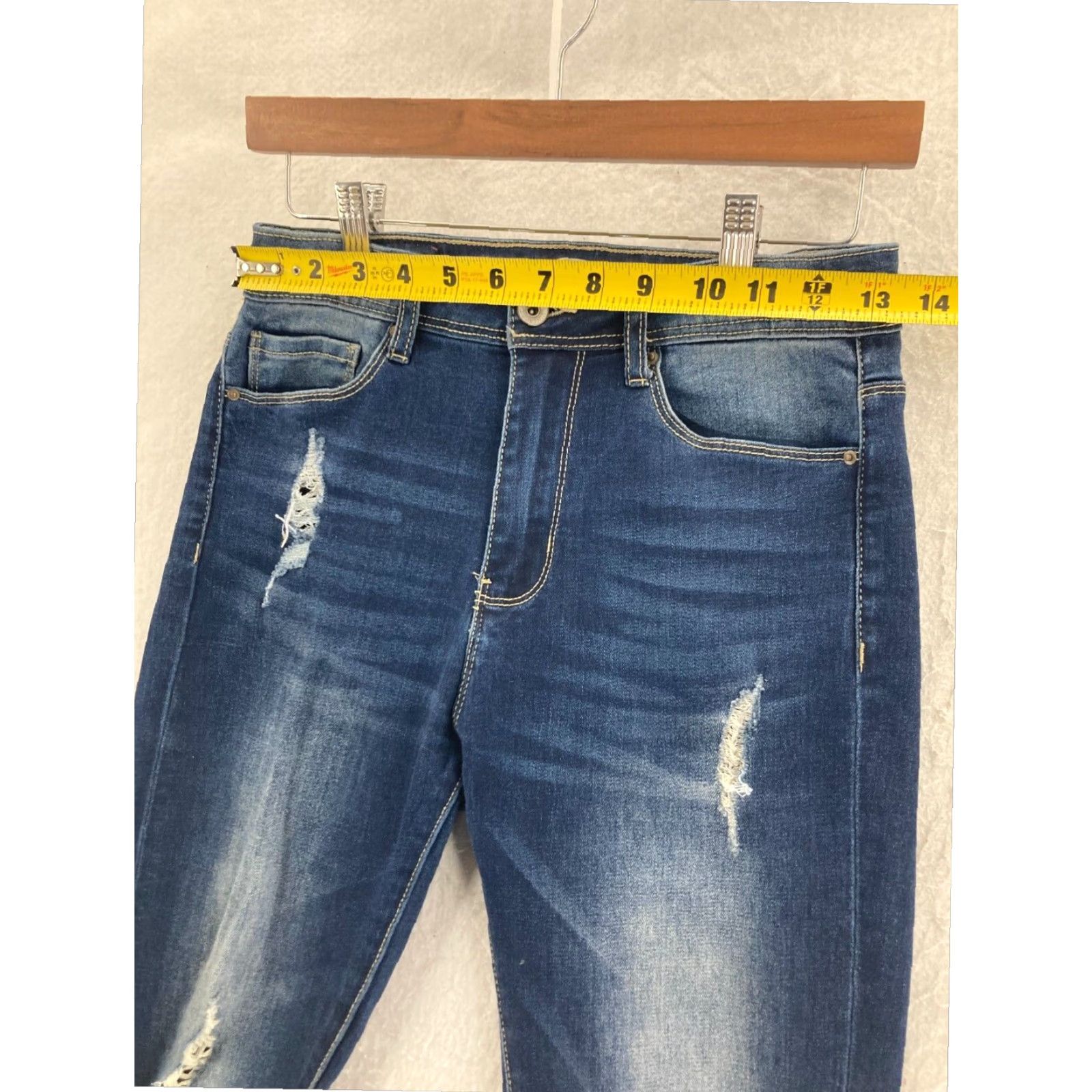 Vintage California Vintage Womens Light Blue Ripped Knee Skinny Jeans Size 27" / US 4 / IT 40 - 2 Thumbnail
