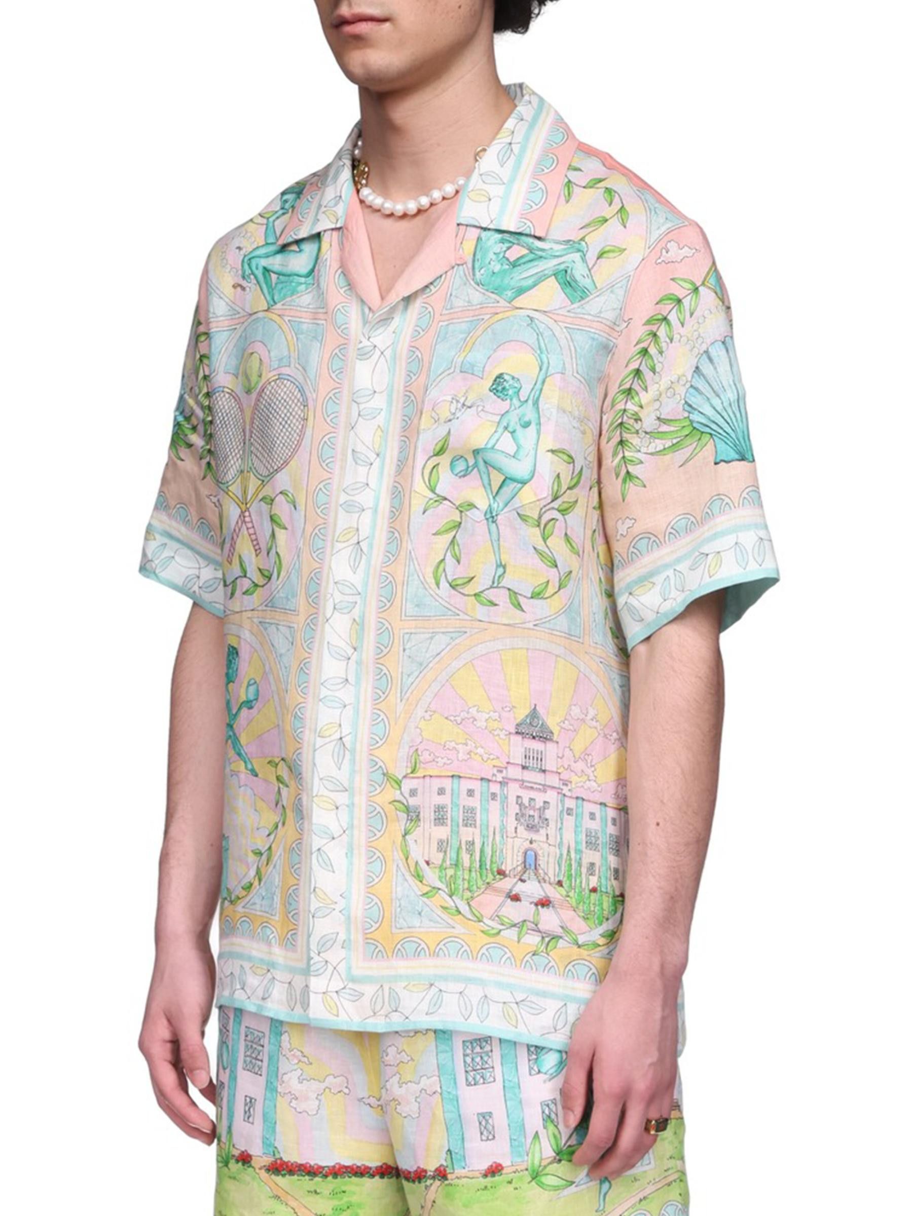 Casablanca os11x0725 Cuban Collar Short-Sleeve Shirt in Multicolor Size US L / EU 52-54 / 3 - 4 Thumbnail