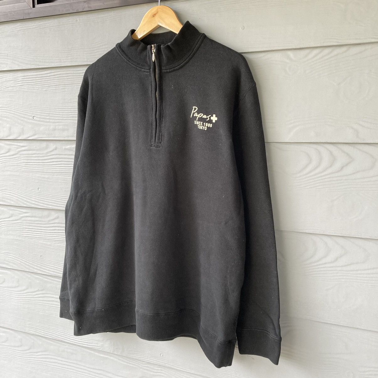 Japanese Brand Vintage 90s Papas Since 1986 Tokyo Quater Zip Made in Japan Size US L / EU 52-54 / 3 - 3 Thumbnail