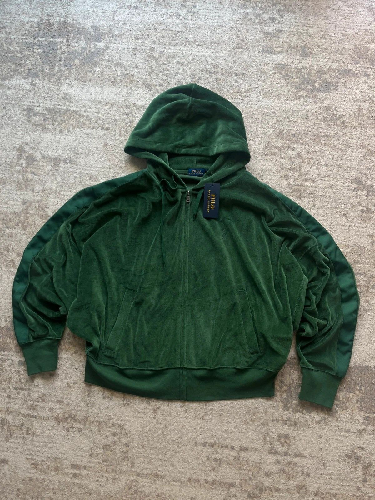 Polo Ralph Lauren Polo Ralph Lauren Zip Hoodie Sz L Velour Cotton Dark Green Size L / US 10 / IT 46 - 1 Thumbnail