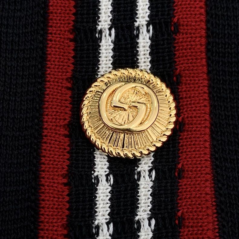 Gucci Gucci Black striped gold buckle mulberry silk knitted card Size XS / US 0-2 / IT 36-38 - 7 Thumbnail