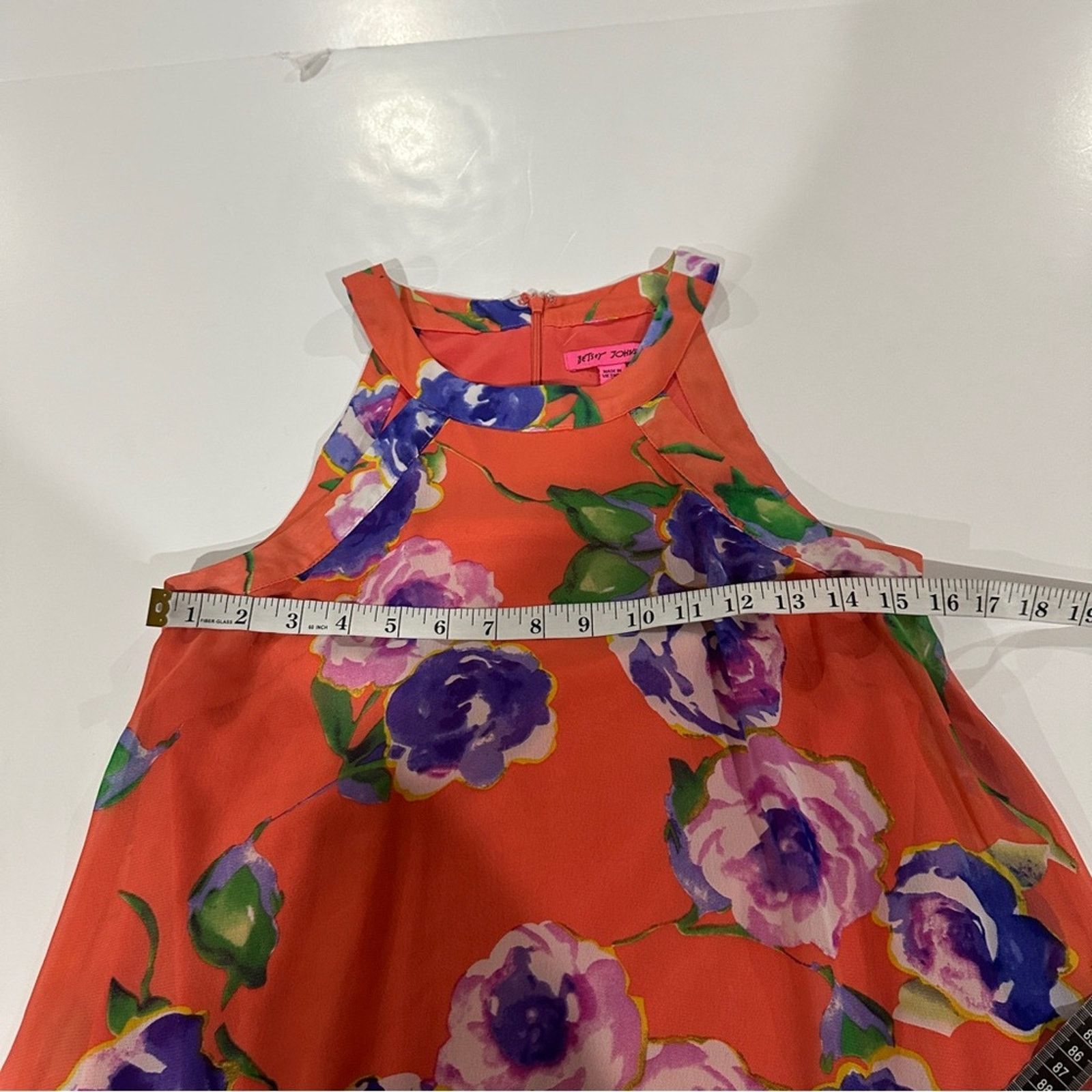Betsey Johnson Betsey Johnson Orange & Purple Floral Sleeveless Swing Dress Size XS / US 0-2 / IT 36-38 - 7 Thumbnail