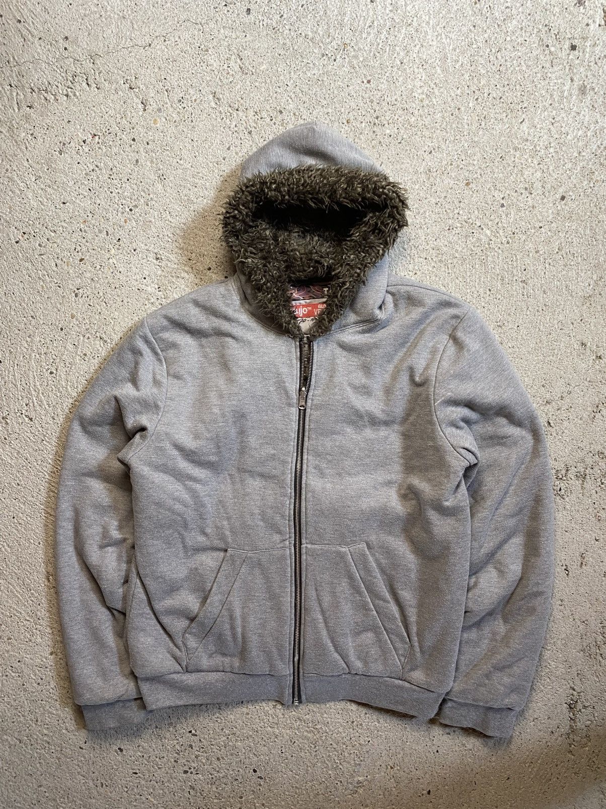 Japanese Brand Grey avant garde hoodie with fur japan streetwear vintage Size US L / EU 52-54 / 3 - 6 Thumbnail