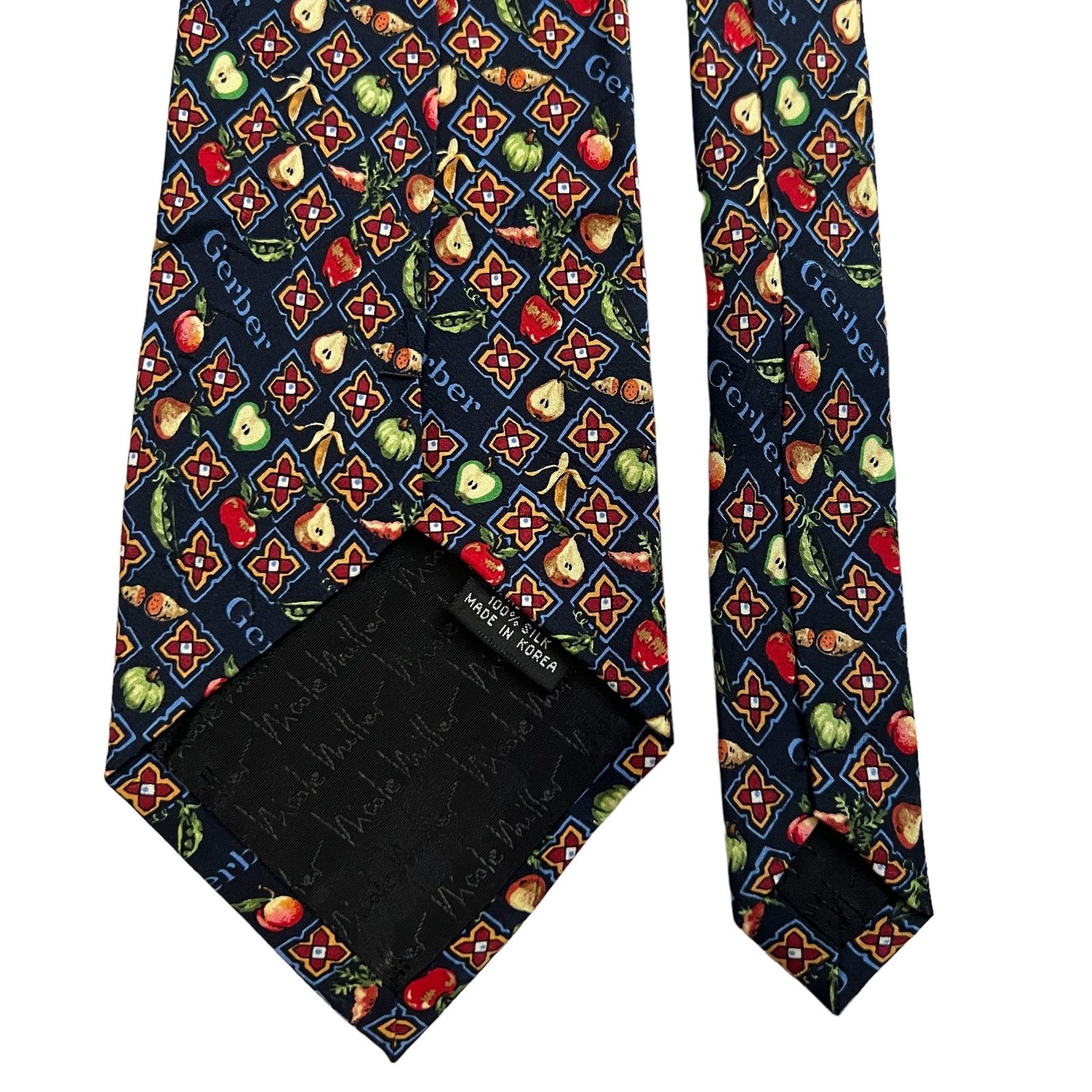 Nicole Miller Nicole Miller Vintage Gerber Fruits Vegetables Navy Silk Tie Size ONE SIZE - 2 Thumbnail