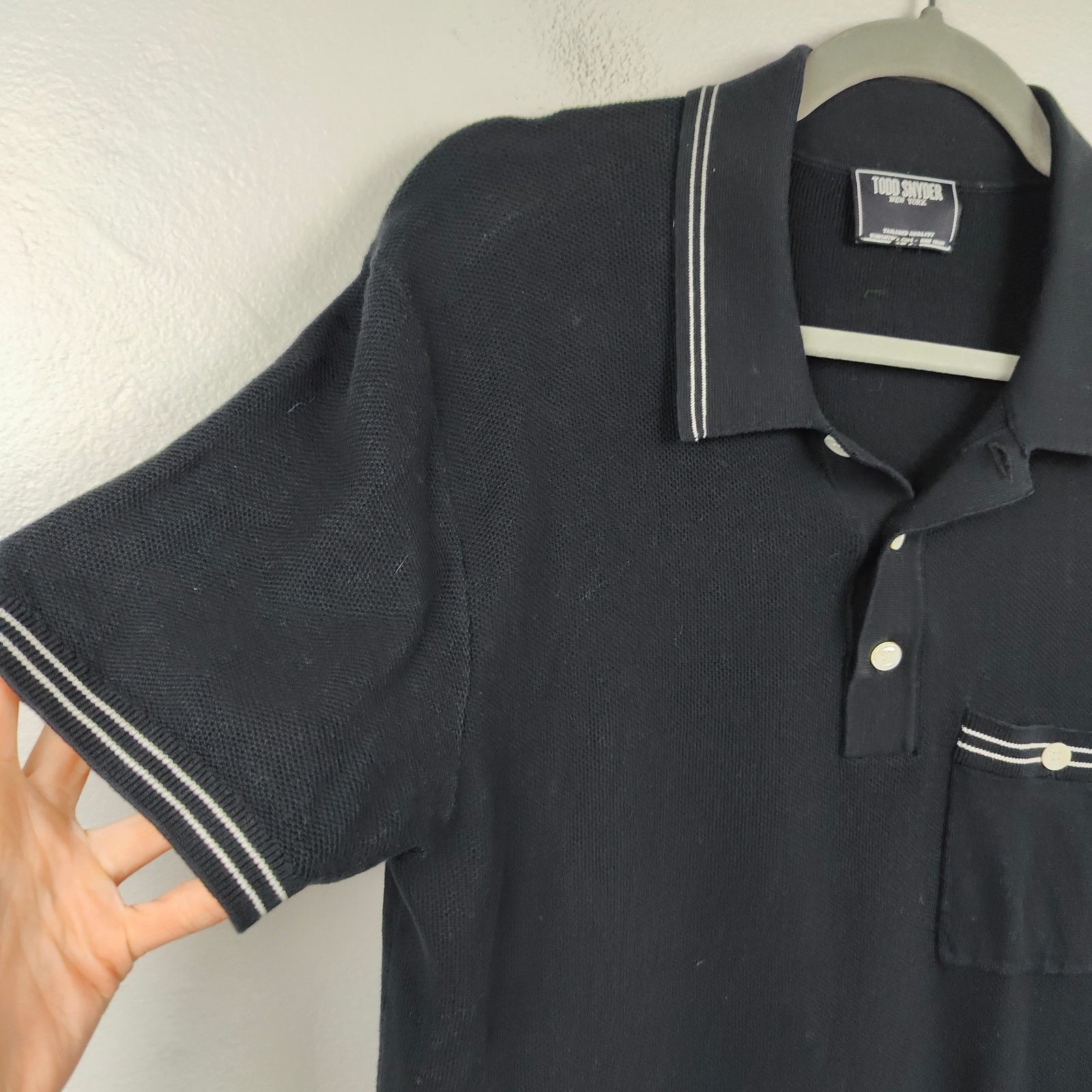 Todd Snyder Todd Snyder Silk Cotton Polo Shirt Mens Small Black White Size US S / EU 44-46 / 1 - 2 Thumbnail