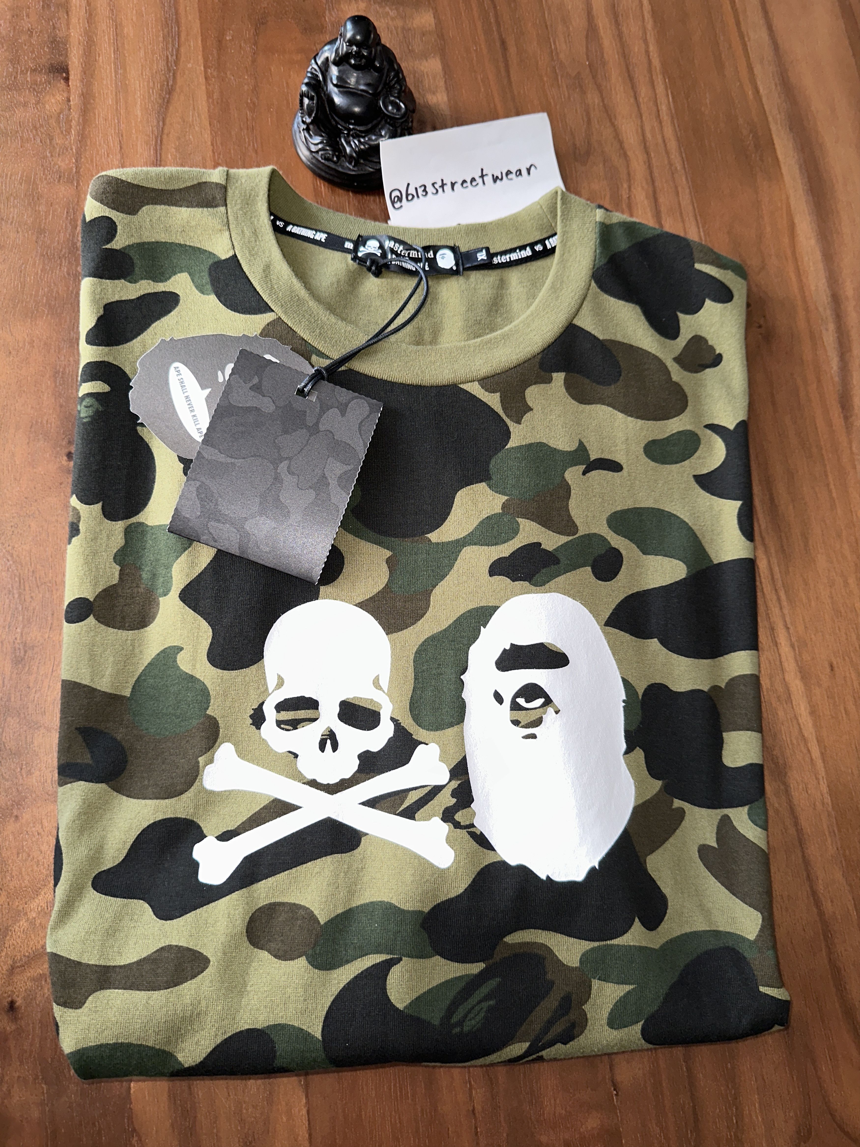 image of Bape x Mastermind Japan Tee Shirt Vs in Green Camo, Men's (Size XL)