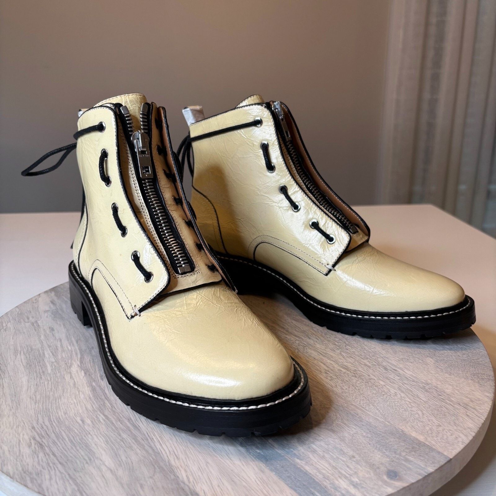 Rag & Bone Rag & Bone Cannon Leather Combat Boots Antique White Size 10 Size US 10 / IT 40 - 5 Thumbnail