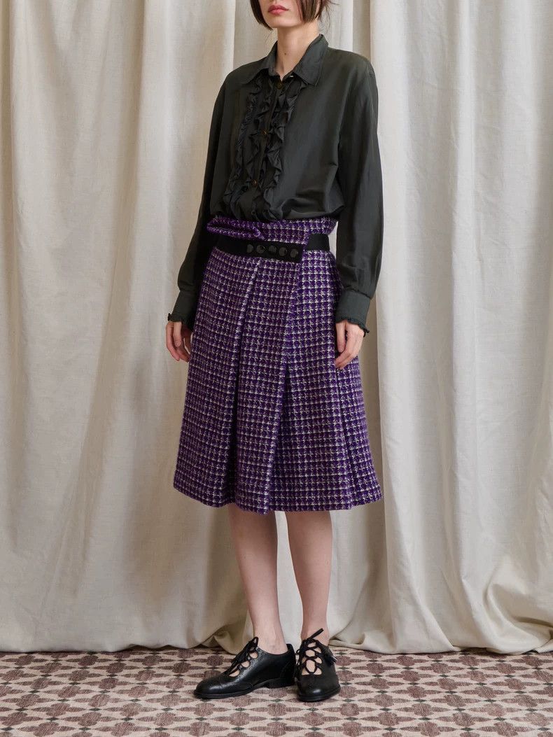 Comme des Garcons Comme Des Garcons size M Purple tweed plaid overskirt Size 23" - 2 Thumbnail