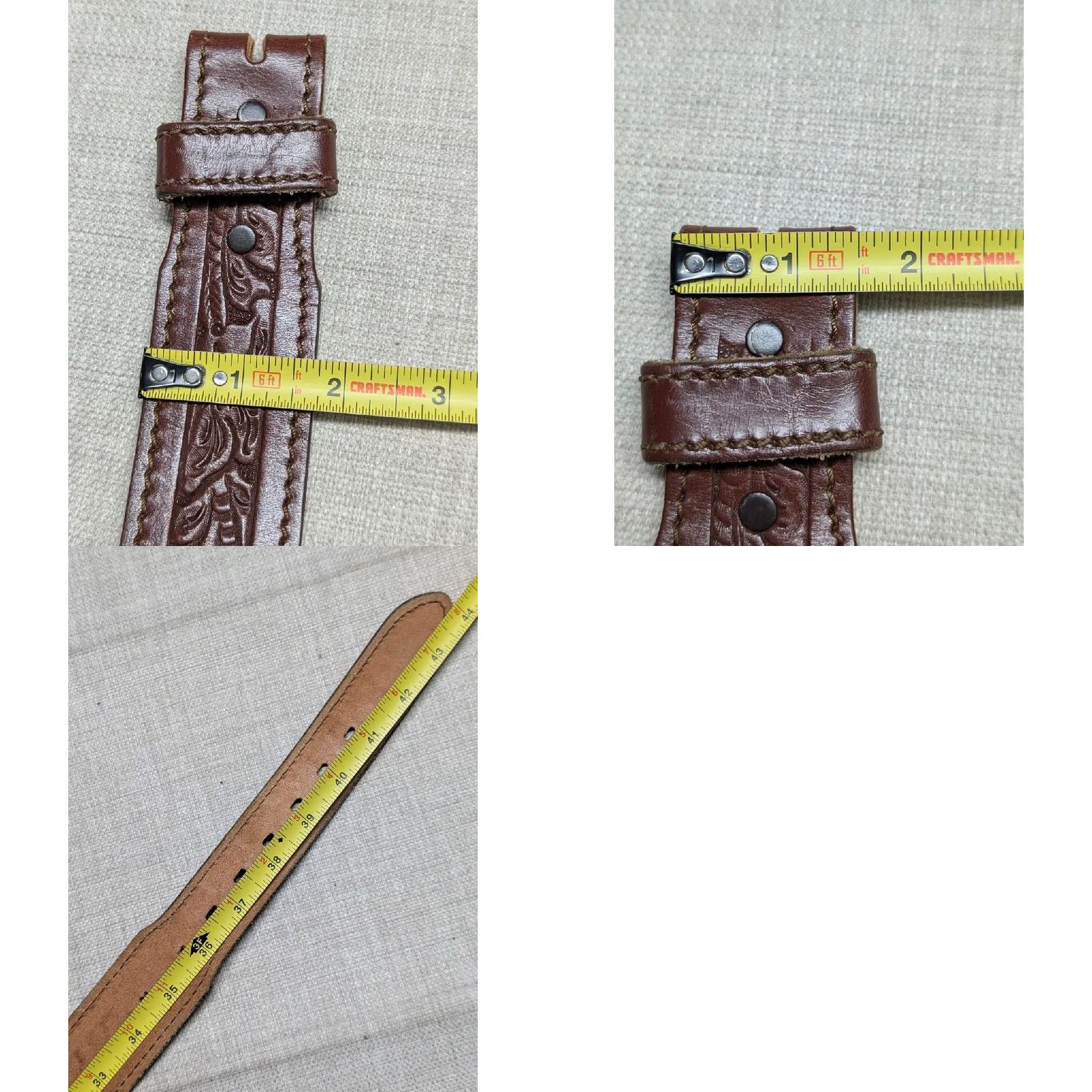 Vintage VINTAGE western belt belt brown leather COWHIDE tooled tapered 38 1-3/4" width Men 38/39 brown vintage western belt Size 38 - 9 Thumbnail