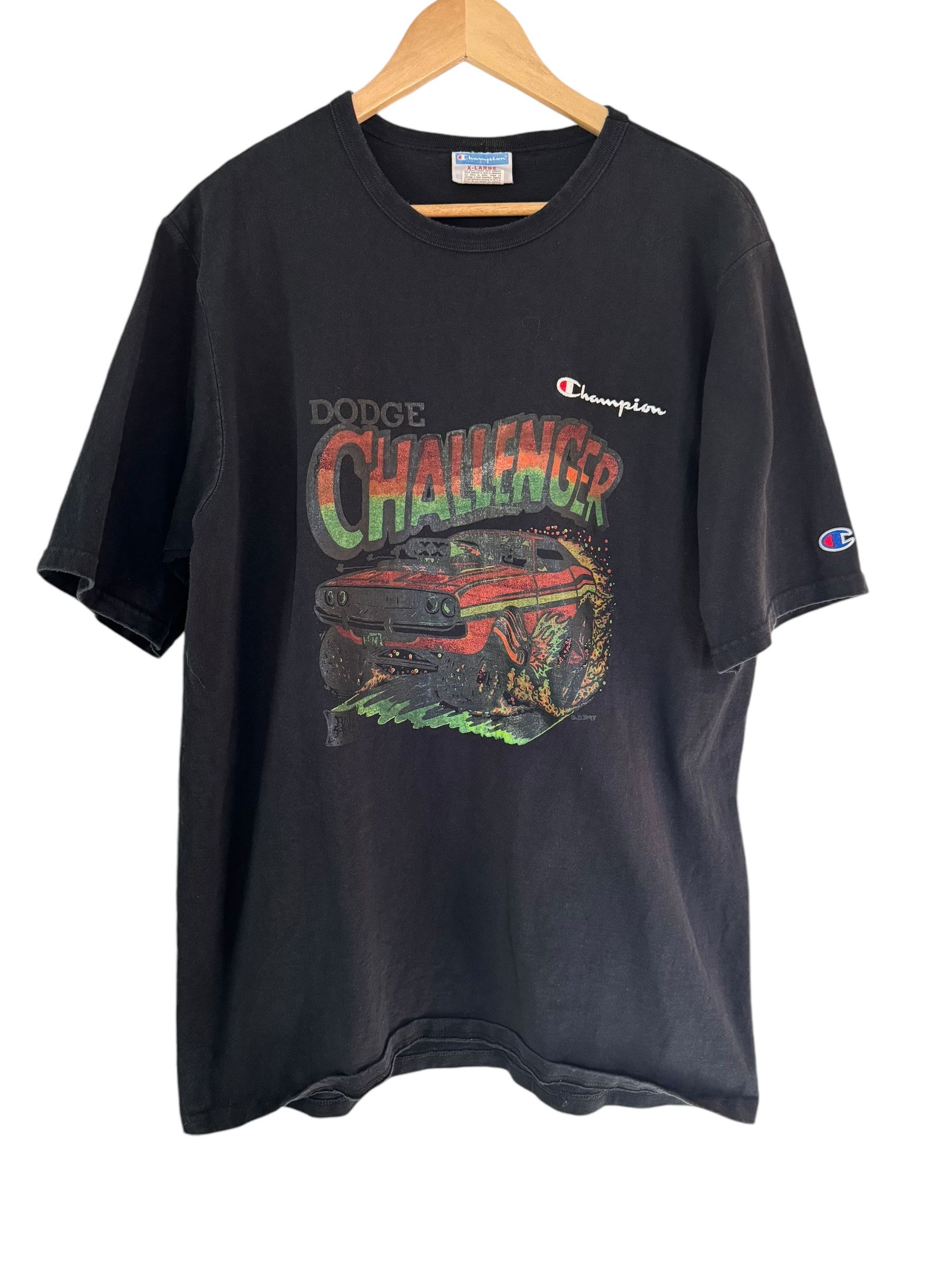 Champion × Chrysler × Vintage Vintage 90s Dodge Challenger T-shirt Size US XL / EU 56 / 4 - 1 Thumbnail