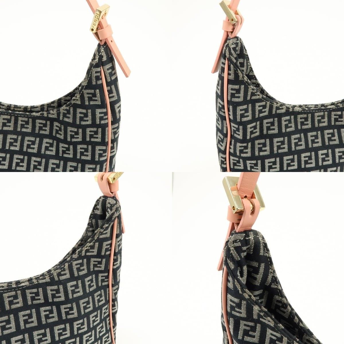 Fendi Fendi Zucchino Canvas & Leather Shoulder Bag Navy Size ONE SIZE - 6 Thumbnail