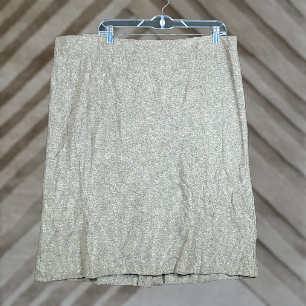 Vintage J Jill Skirt Beige Tweed Pencil Woven Academia Cotton Blend XL Knee Length Womens Casual Workwear Size 34" / US 12 / IT 48 - 1 Thumbnail