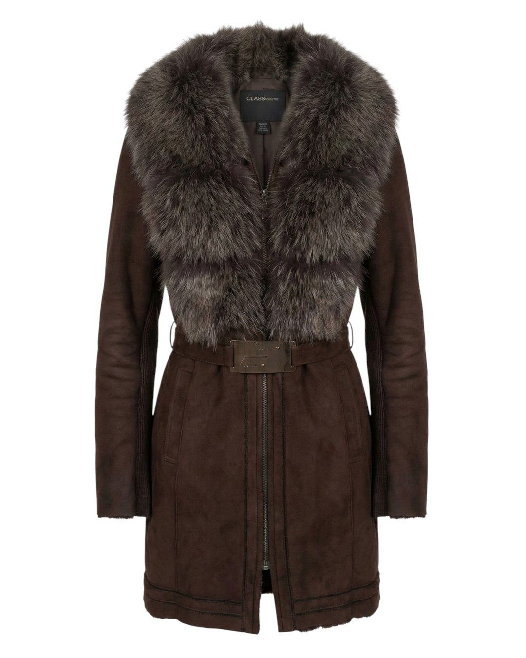Roberto Cavalli FOX FUR BELTED LEATHER COAT Size M / US 6-8 / IT 42-44 - 1 Thumbnail