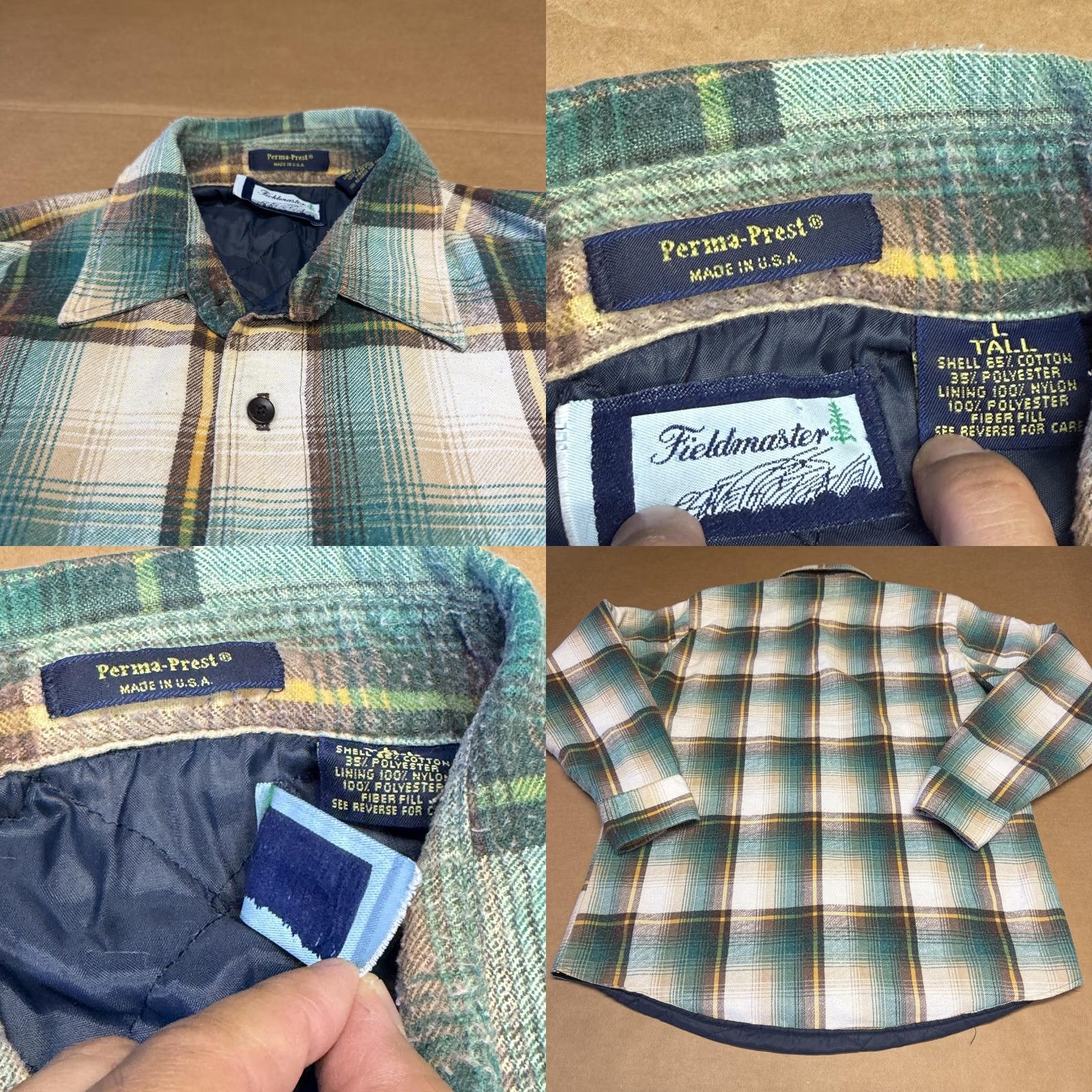 Vintage VINTAGE Fieldmaster Jacket Mens LT Plaid Quilted Flannel Lined Made USA 90s Jacket Shirt Workwear Camouflage Green Mens LT Size US L / EU 52-54 / 3 - 8 Thumbnail