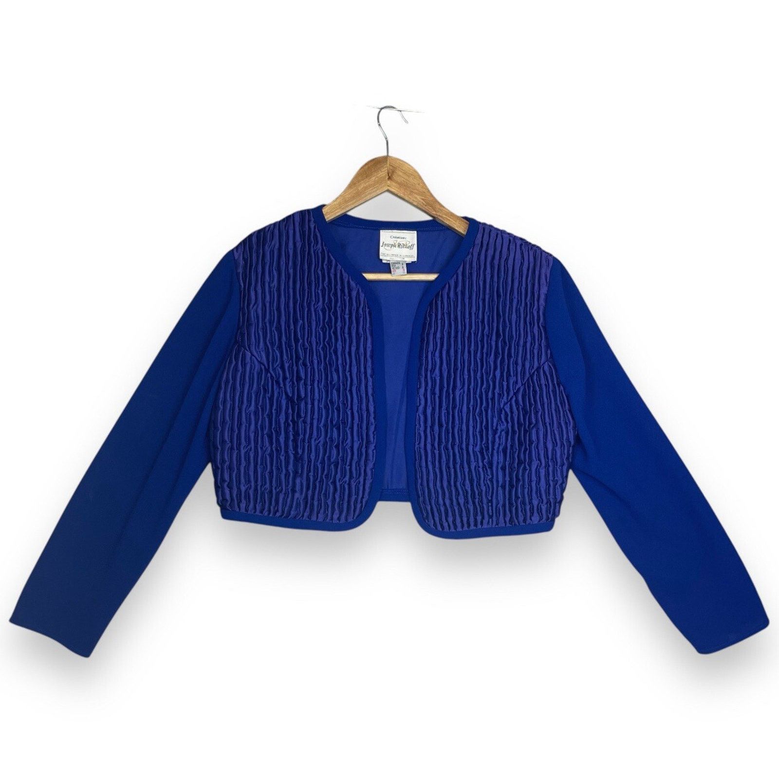 Joseph Ribkoff Vtg Joseph Ribkoff Blue Quilted Bolero Cropped Jacket Canada Size M / US 6-8 / IT 42-44 - 1 Thumbnail