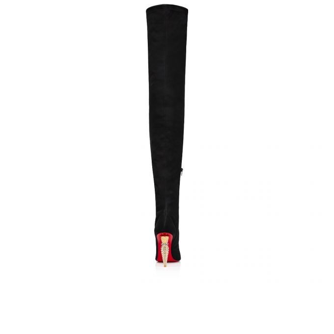 Christian Louboutin o1s1wg111224 Lipstrass Botta Alta 100 Satin in Black Size US 7.5 / IT 37.5 - 5 Thumbnail