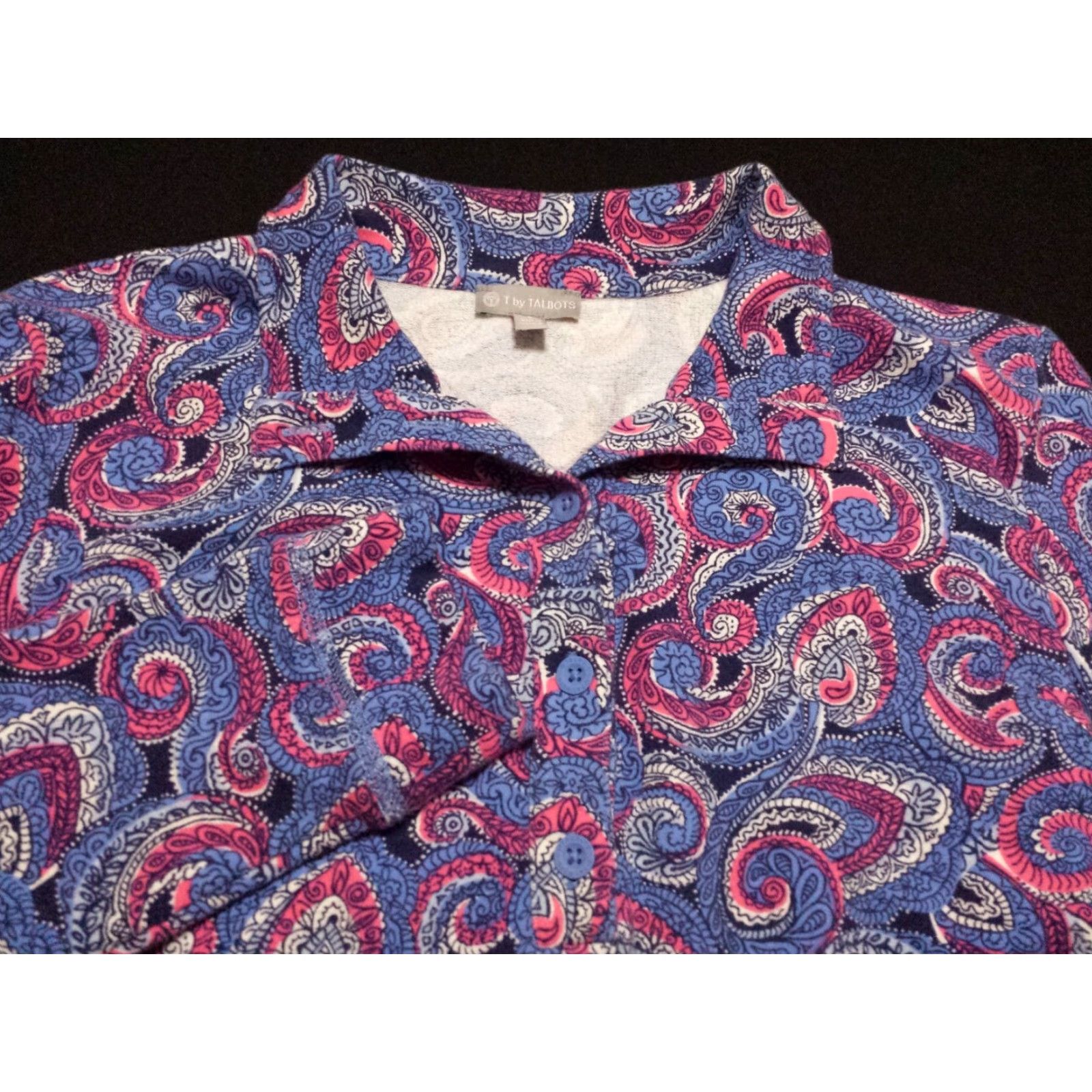 Talbots T By Talbots Multicolor Geometric Long Sleeve Pullover Shirt Womens Small Cotton Pullover Size S / US 4 / IT 40 - 2 Thumbnail