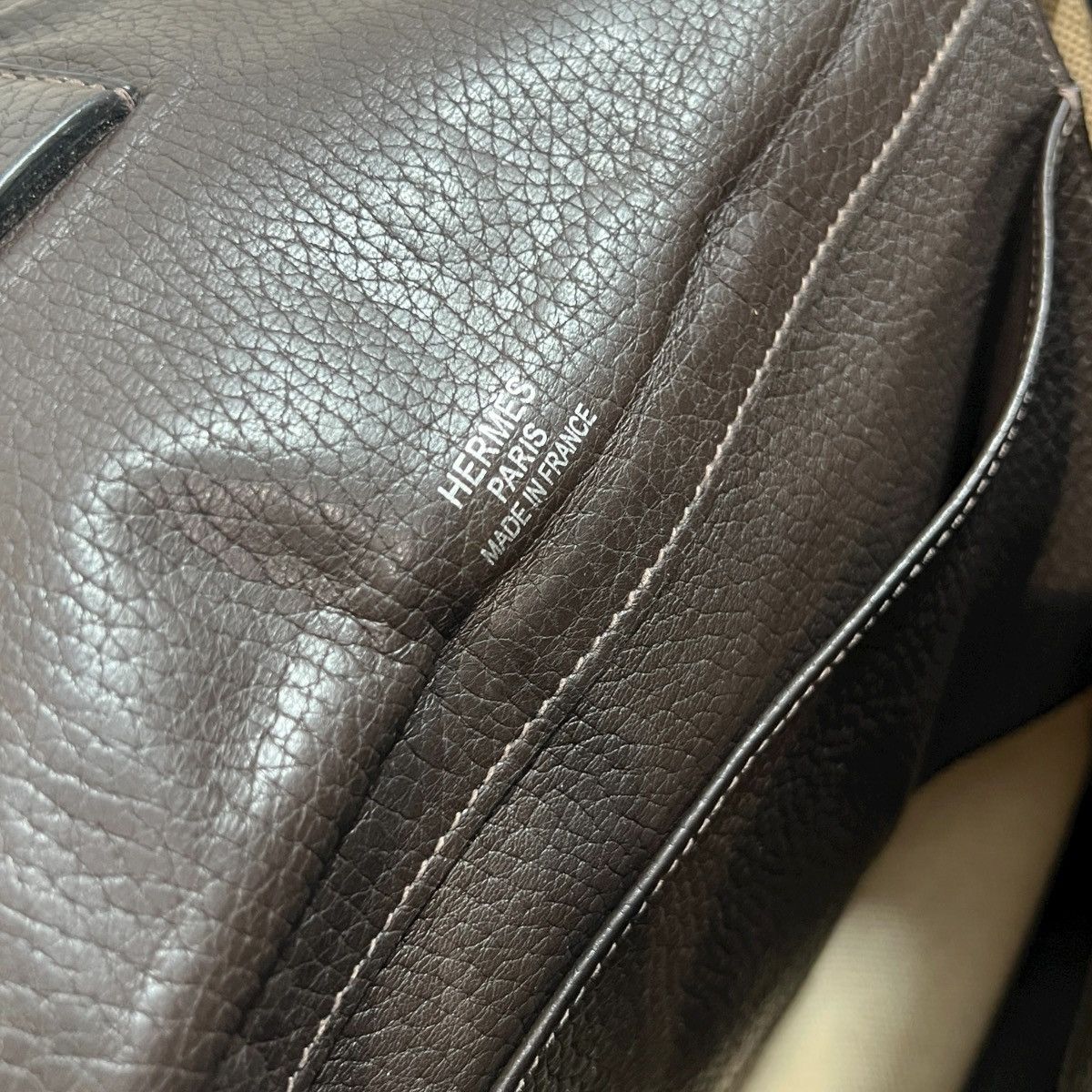 Hermes HERMÈS Tibet Vertical Shoulder Bag Toile H Beige × Brown Size ONE SIZE - 8 Thumbnail