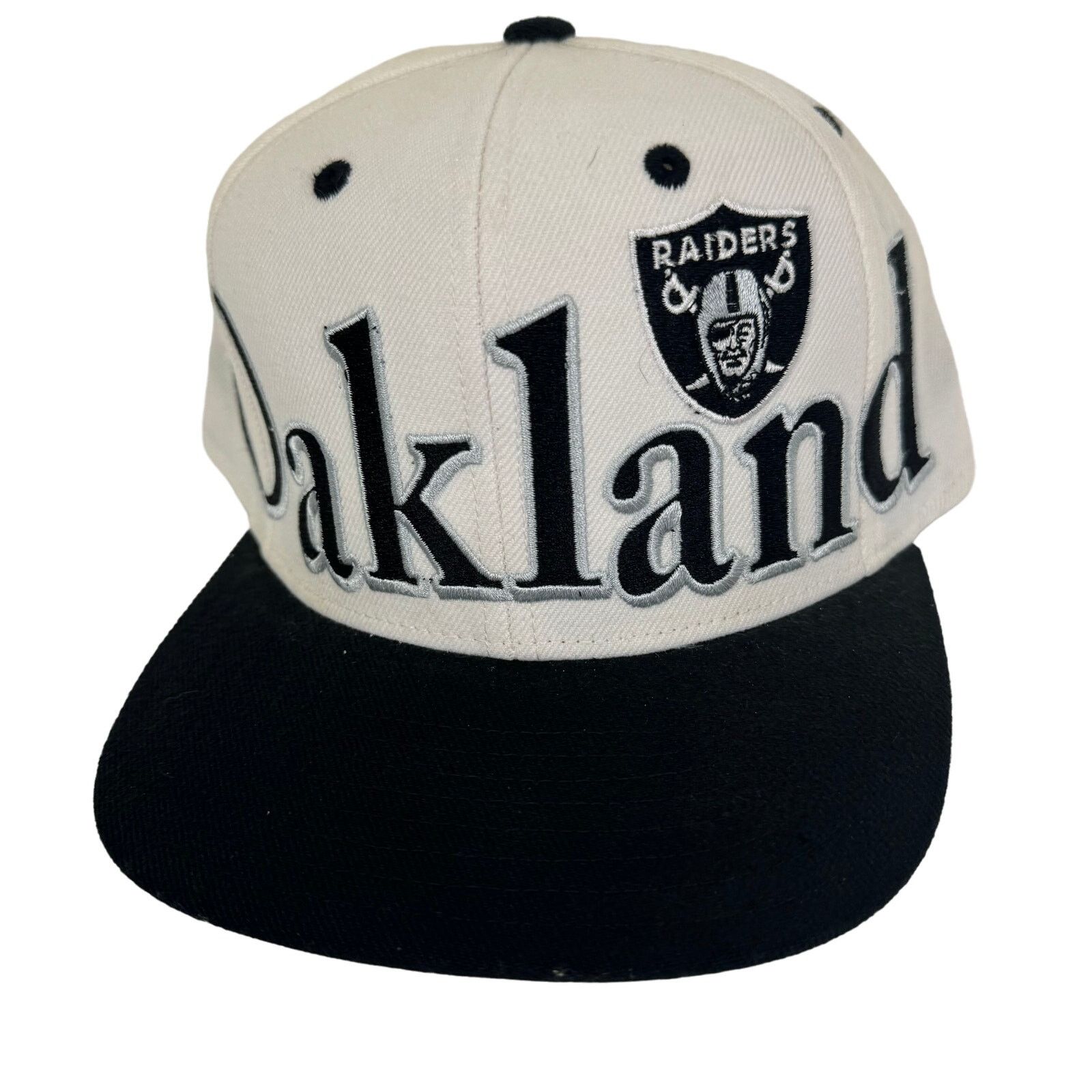 Reebok NFL Oakland Raiders Snapback Hat Cap Spell-Out Big Logo Size ONE SIZE - 2 Thumbnail