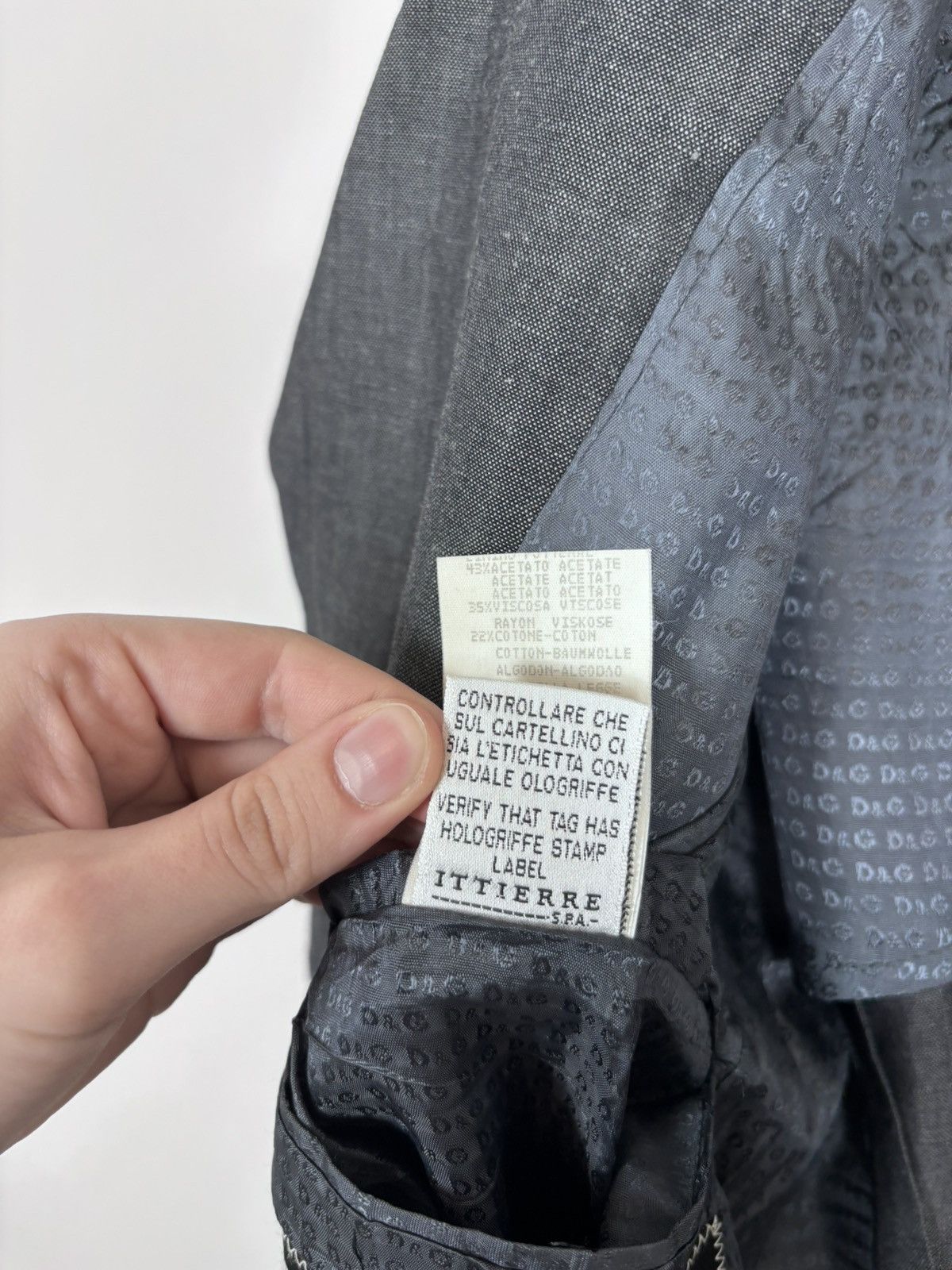 Dolce & Gabbana Dolce & Gabbana Men’s Vintage Grey Linen Wool Blazer Jacket Size 44R - 21 Thumbnail