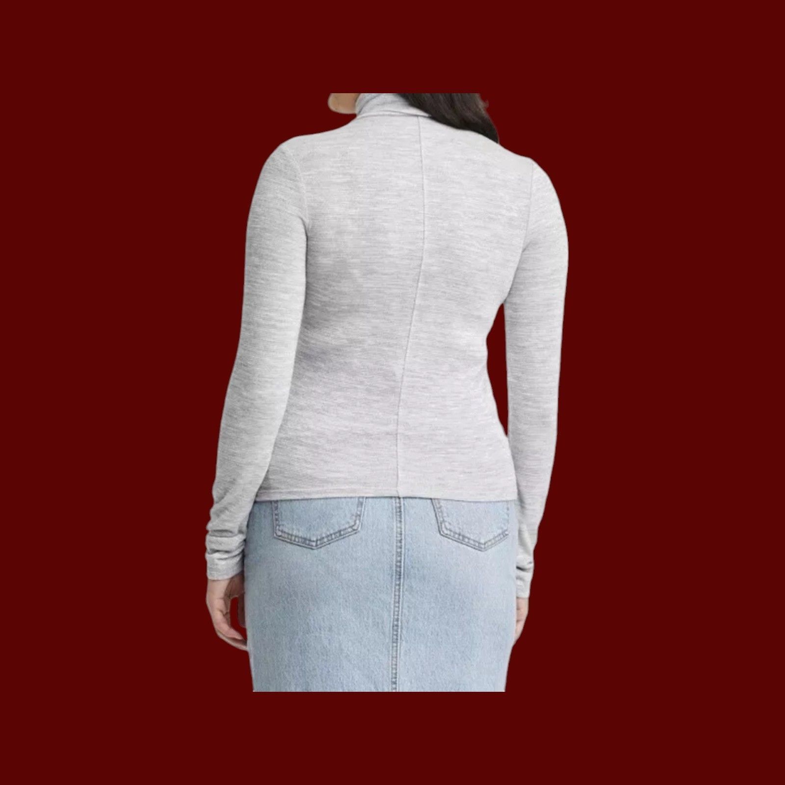Other Universal Thread - Women's Mock Neck Turtleneck T-Shirt Gray Size XS / US 0-2 / IT 36-38 - 2 Thumbnail