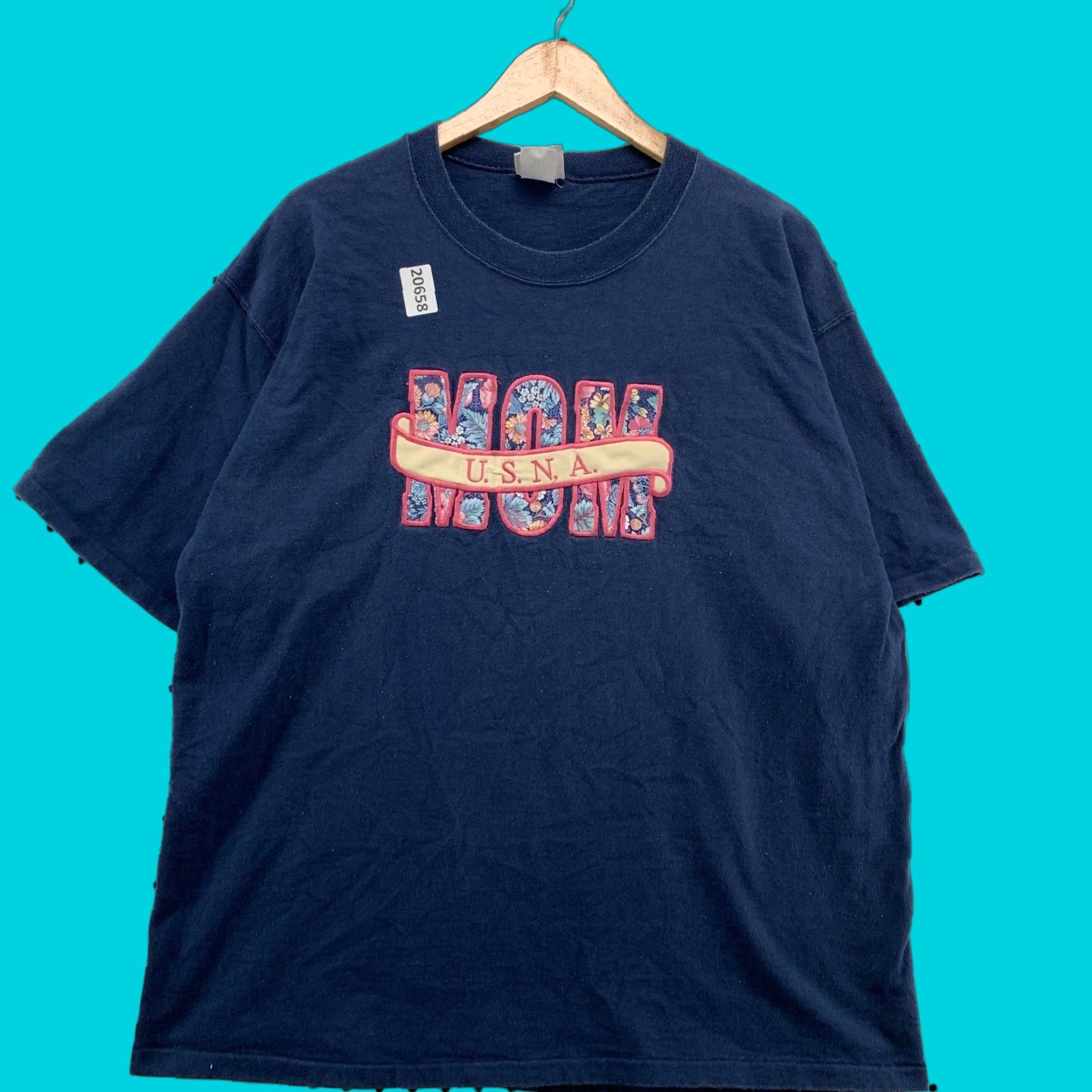 Vintage VINTAGE 90s USNA MOM Shirt Womens XL Navy Blue Floral Single Stitch 23x30 Size XL / US 12-14 / IT 48-50 - 1 Thumbnail