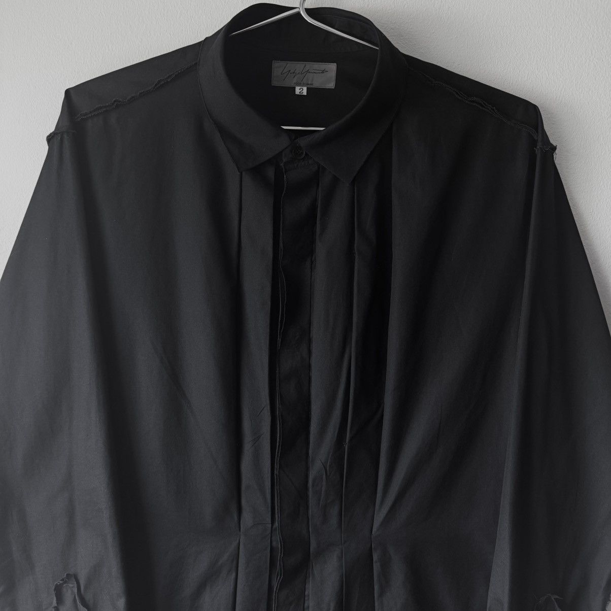 Yohji Yamamoto Yohji Yamamoto Black Cotton Pleated Front Button-Up Shirt Size US M / EU 48-50 / 2 - 2 Thumbnail