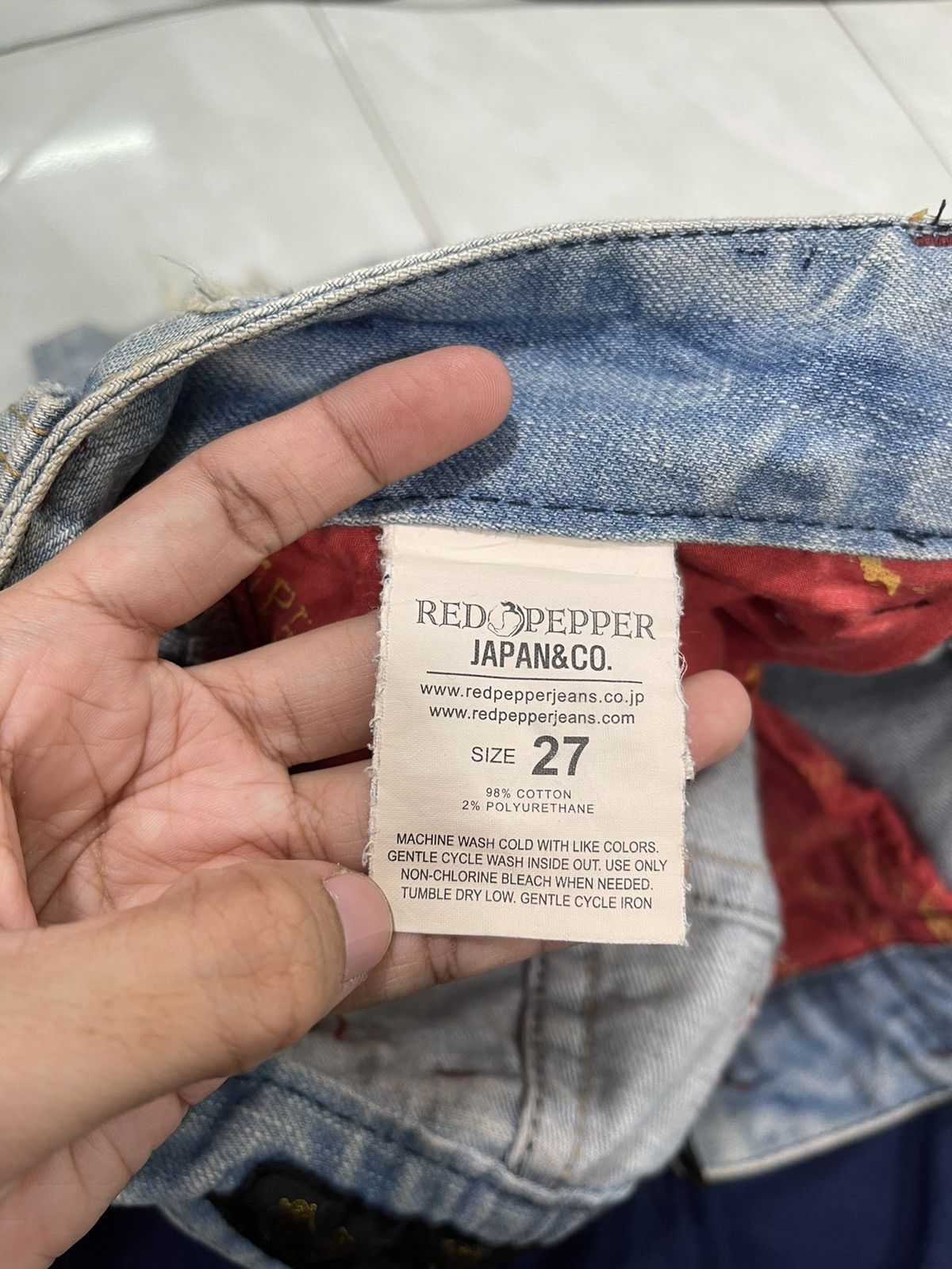If Six Was Nine JAPANASE RED PAPER JAPAN&CO THRASHED SHORT PANTS JEANS Size US 31 - 17 Thumbnail