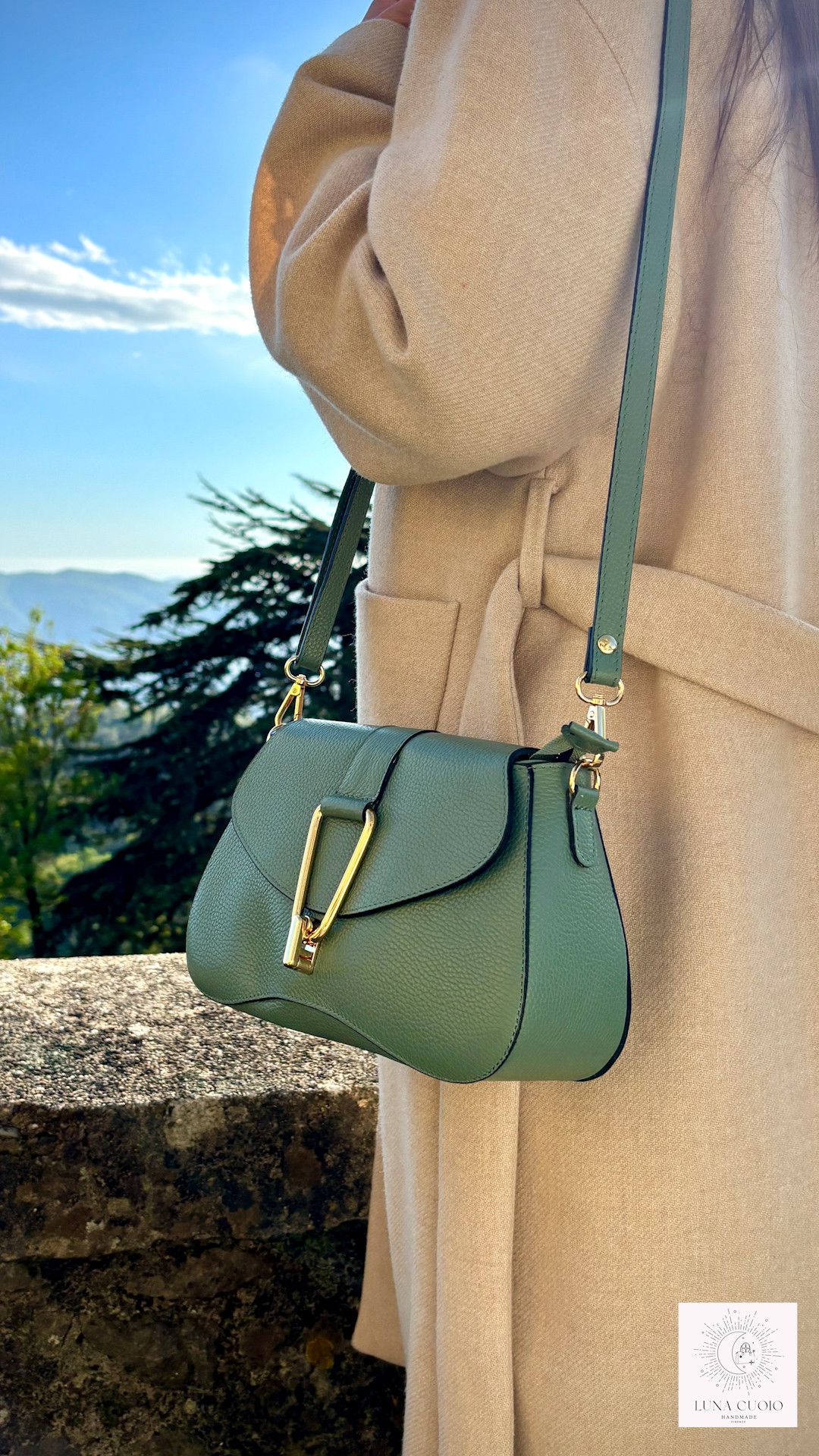 Vera Pelle Italian Handmade Green Leather Bag Size ONE SIZE - 2 Thumbnail