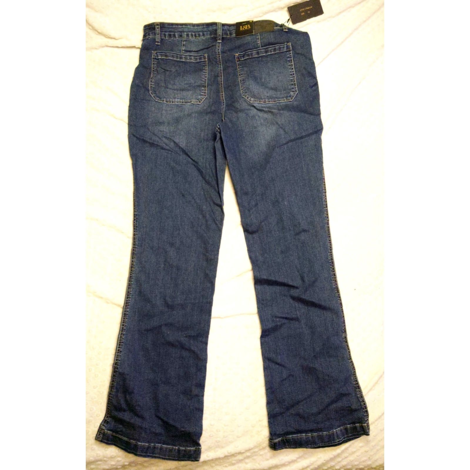 Denime NWT Lucky & Blessed L&B Womens Bootcut Jeans Blue 16 Plus Denim Western 36x32 Slim Rise Mid 5-Pocket Distressed Pockets Stretch Jeans Womens Size 38" / US 16 / IT 52 - 6 Thumbnail
