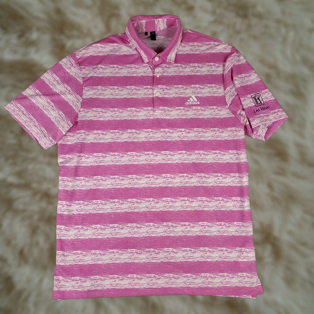 Adidas Adidas Polo Shirt Mens Large Pink Striped Las Vegas Golf Short Sleeve Polo Shirt Mens Large Pink Striped Las Vegas Golf Short Sleeve Size US L / EU 52-54 / 3 - 1 Thumbnail