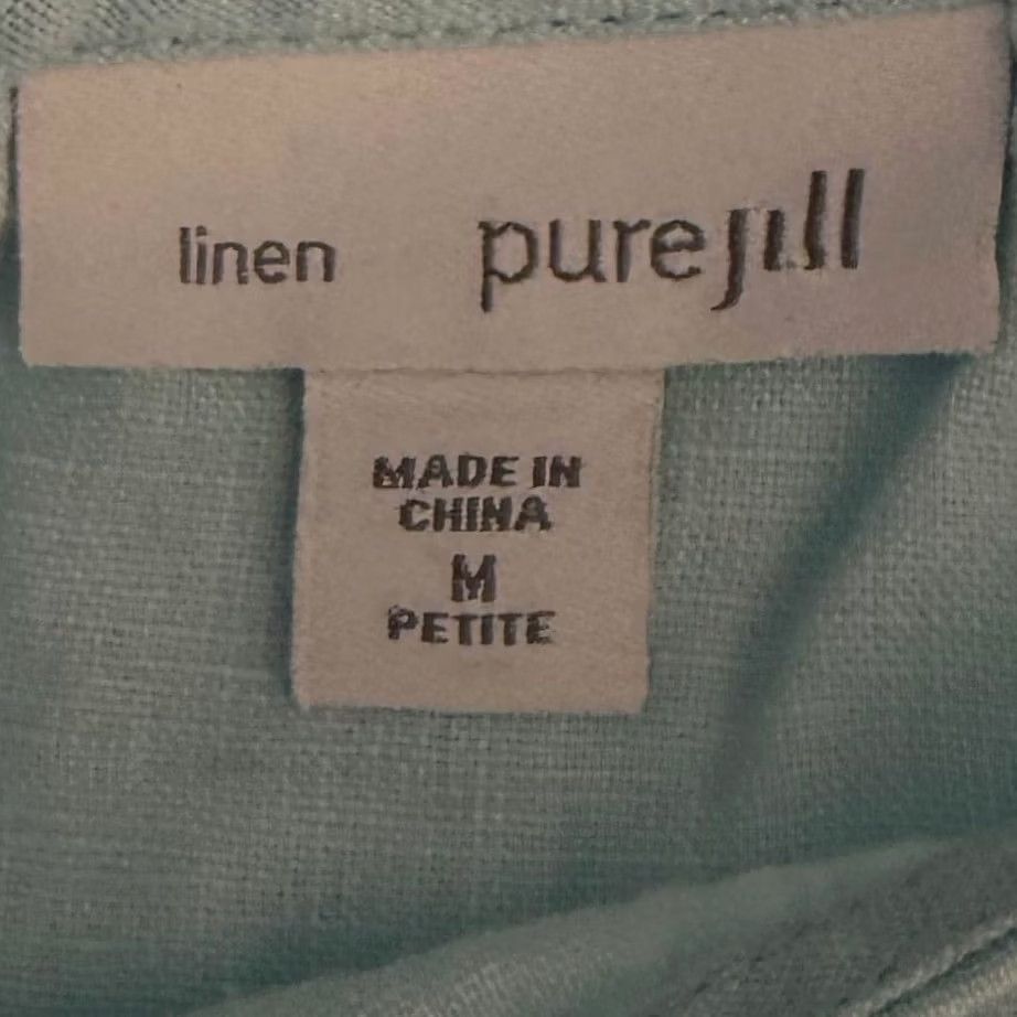 Vintage Pure Jill Linen Tunic Top Blue 3/4 Sleeve Pockets Oversized Boxy Lagenlook Women PM Size M / US 6-8 / IT 42-44 - 5 Thumbnail